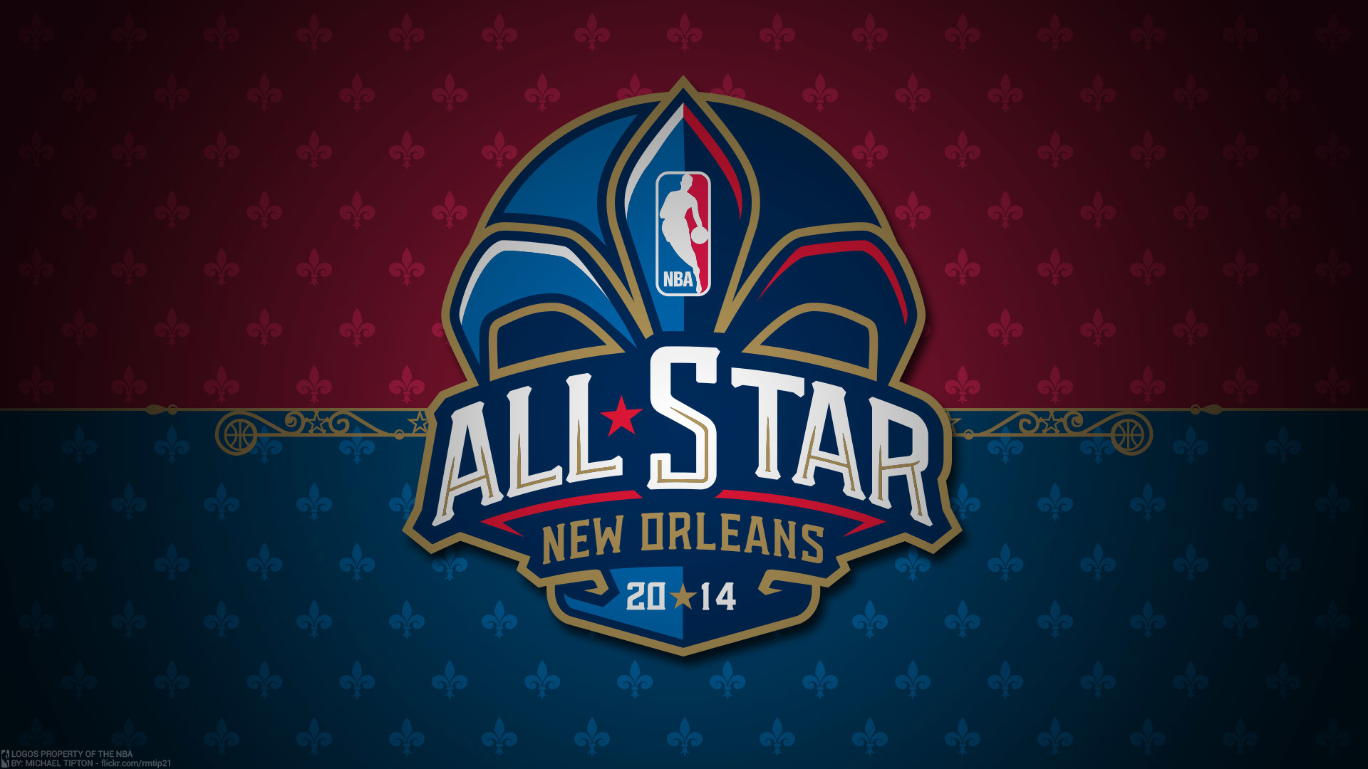 NBA All-Star 2014, New Orleans, Logo, Rosso e blu, Full HD, sfondo desktop