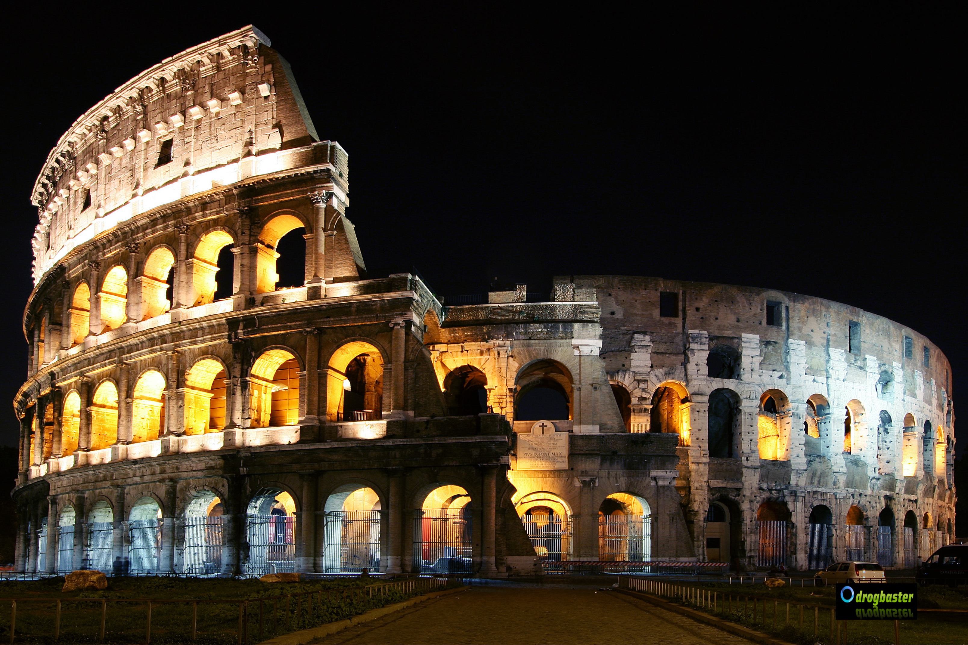 Colosseo, Roma, Italia, Notte, 2K, sfondo Windows 11
