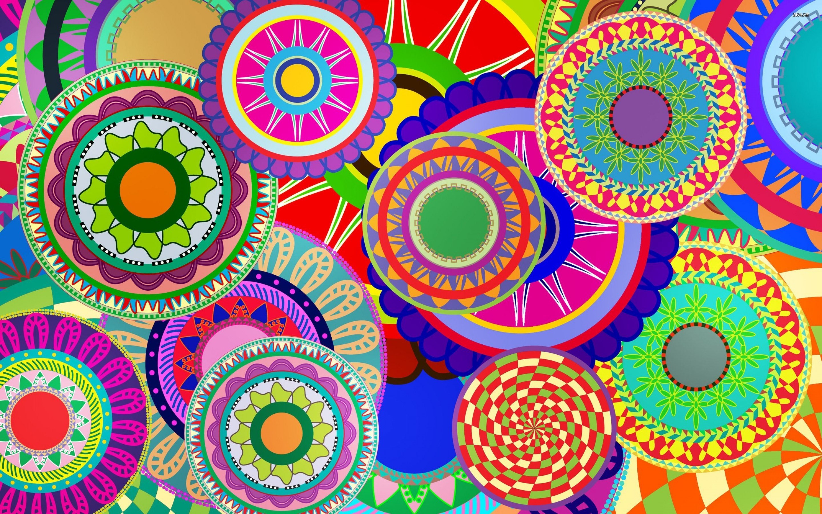 Mandala, Cerchi, Motivo ornamentale, Multicolore, 16:10 2K, sfondo widescreen