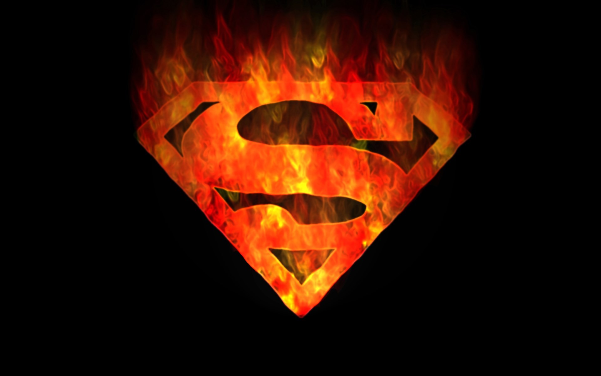 Logo di Superman, Fuoco, Fiamme, Sfondo nero, 1920x1200, wallpaper desktop