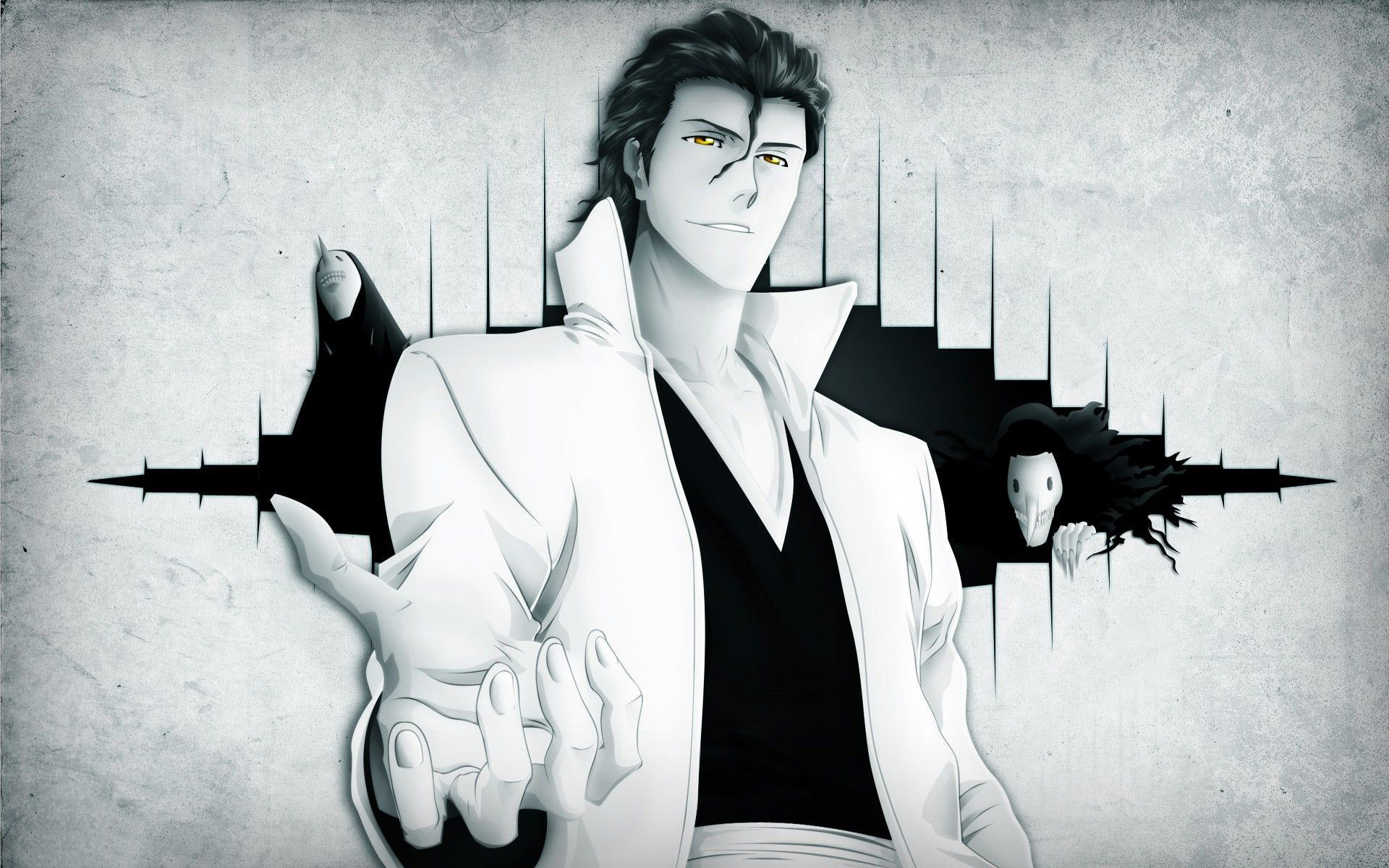 Sōsuke Aizen, Bleach, Bianco e nero, 1920x1200, sfondo per PC