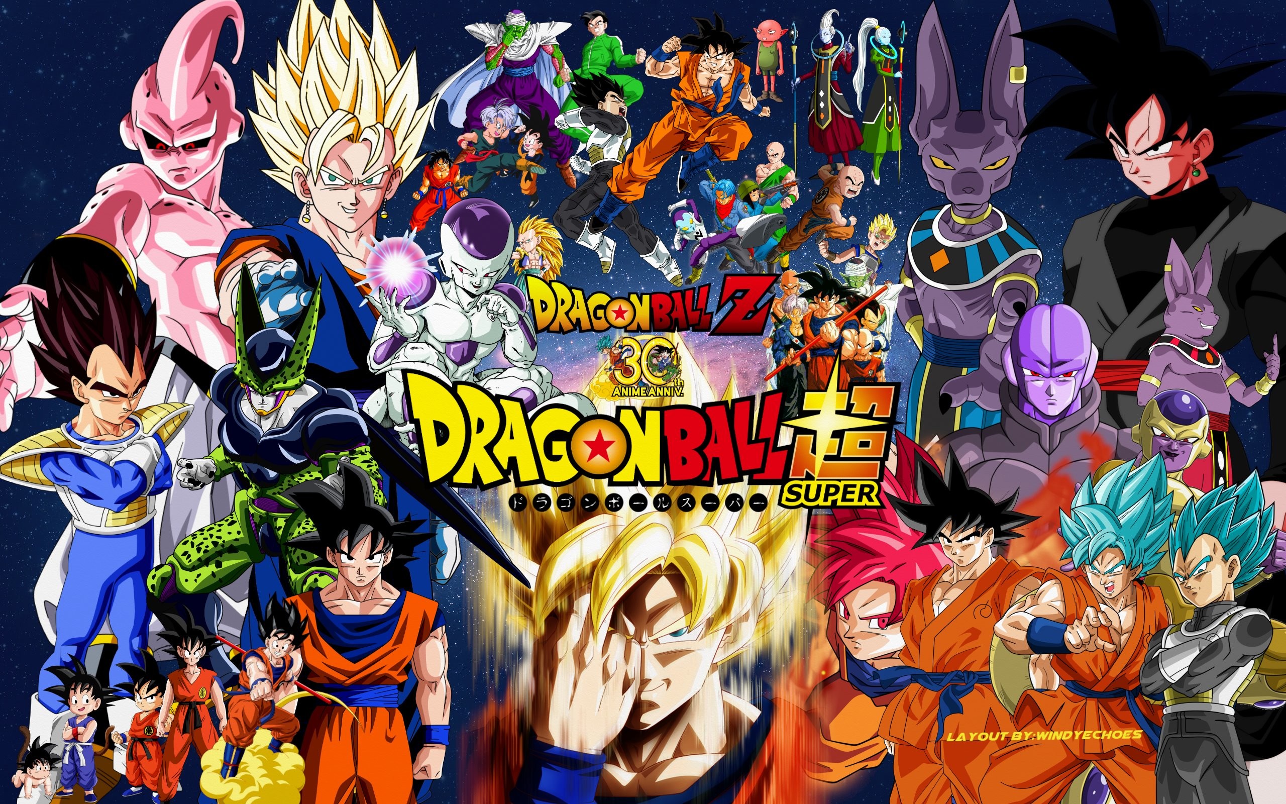 Dragon Ball Super, Dragon Ball Z, Cell, Freezer, Beerus, Collage, sfondo 2K per PC