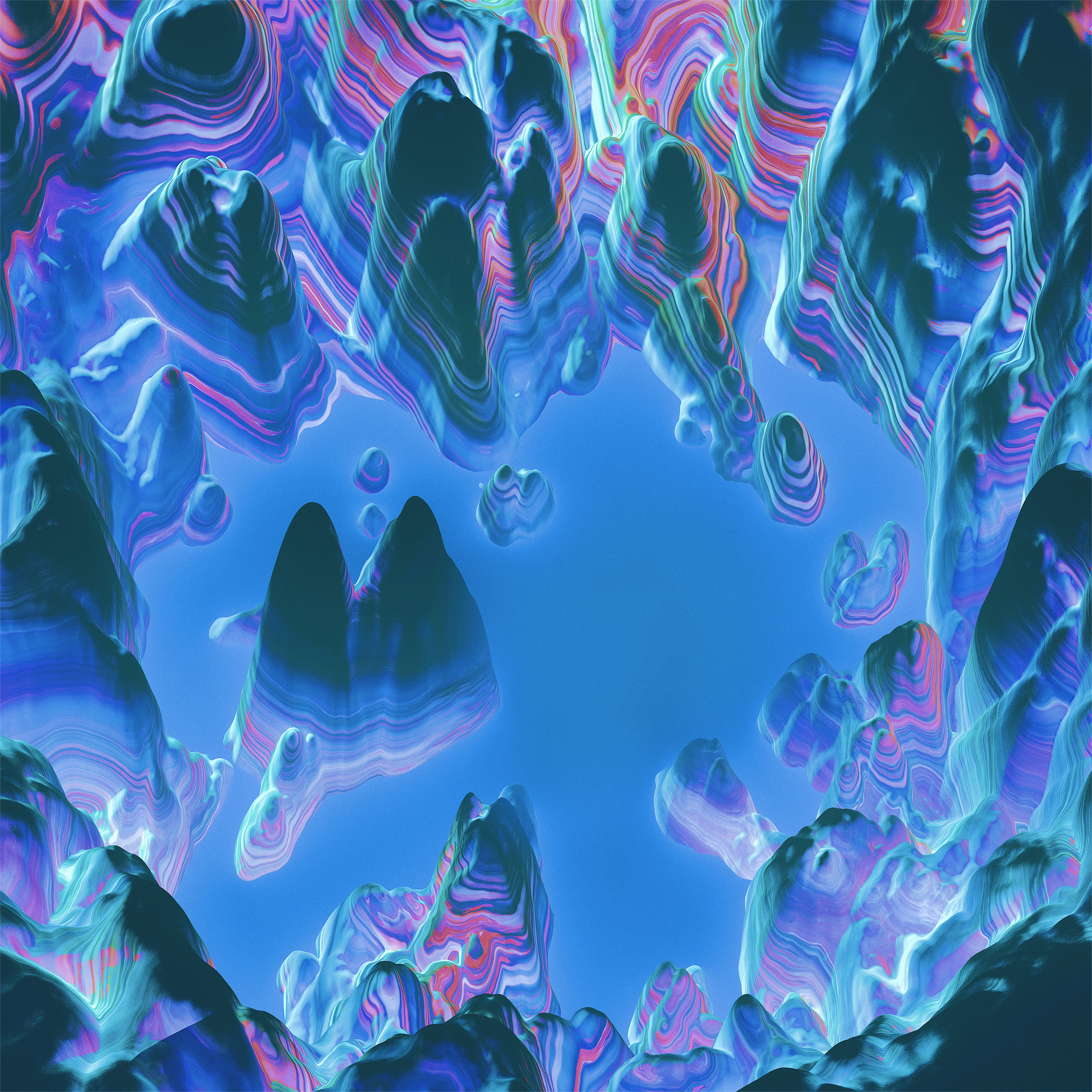 Astratto, Arte digitale, Azzurro, Psichedelico, sfondo per PC