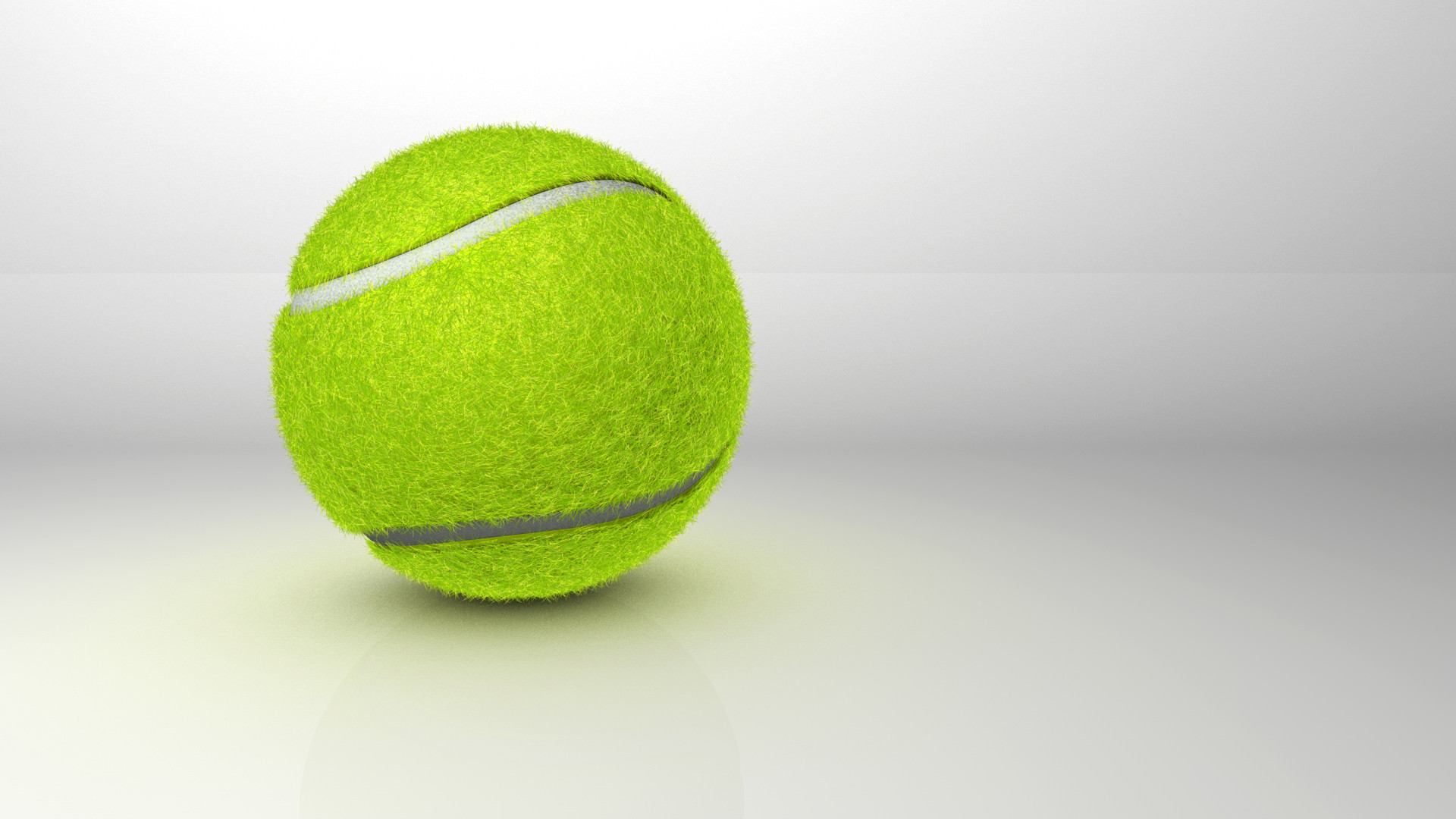 Pallina da tennis, Sfondo bianco, Rendering 3D, Full HD, wallpaper per PC