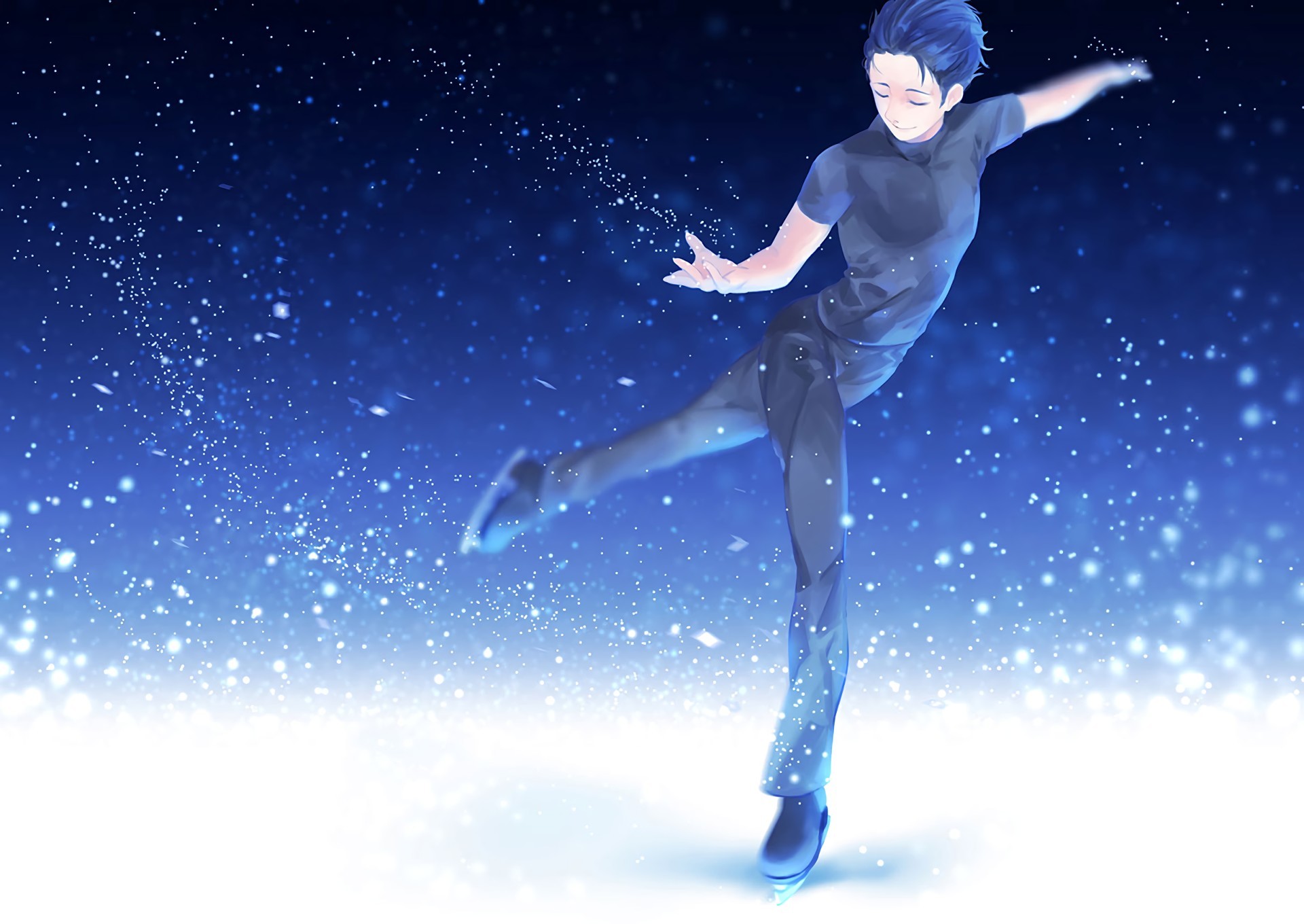 Yuri Katsuki, Yuri!!! on Ice, Pattinaggio artistico, Blu, Full HD, sfondo per PC e portatile
