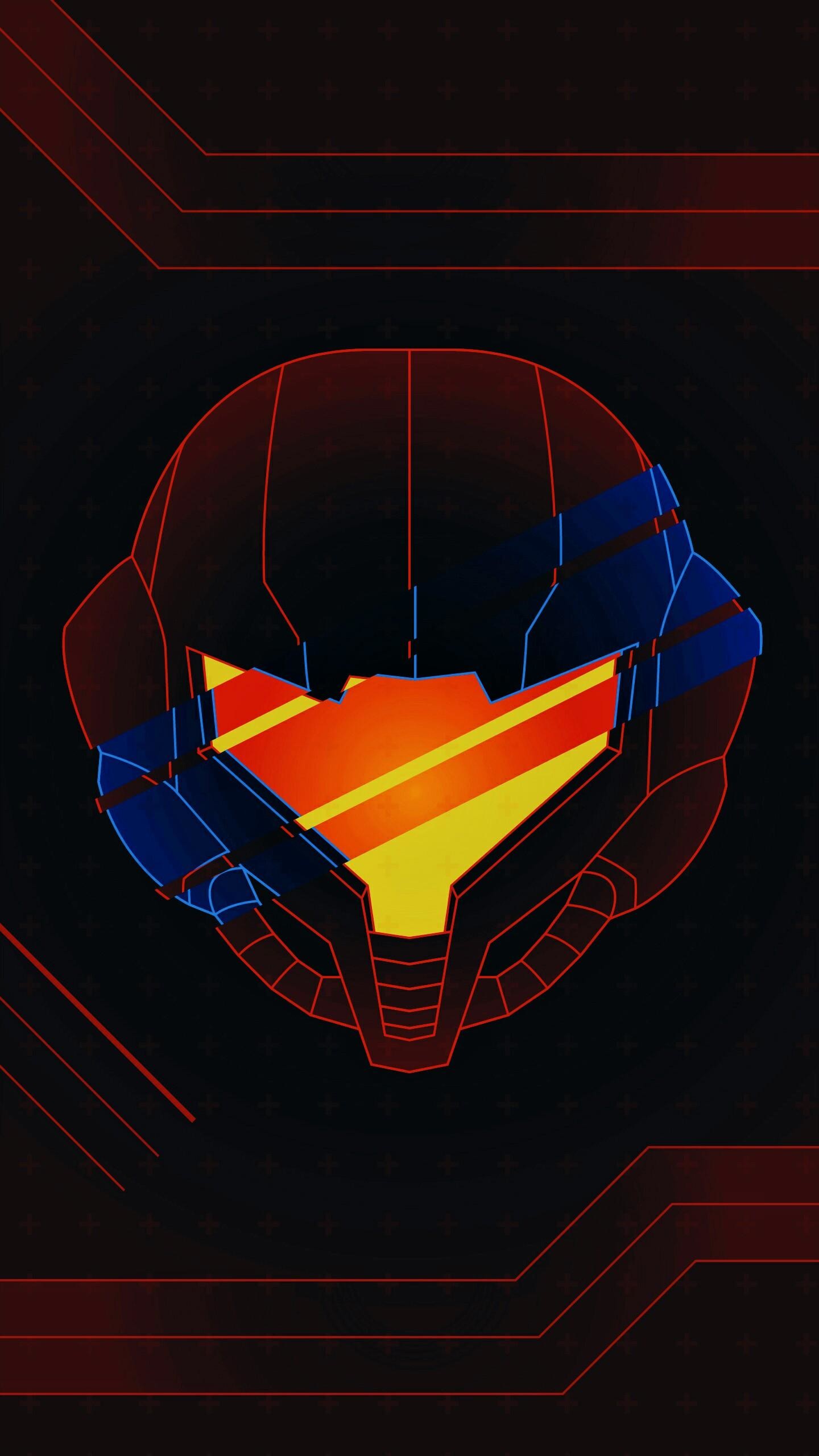 Samus Aran, Metroid, Casco, Neon, QHD+, wallpaper per cellulare