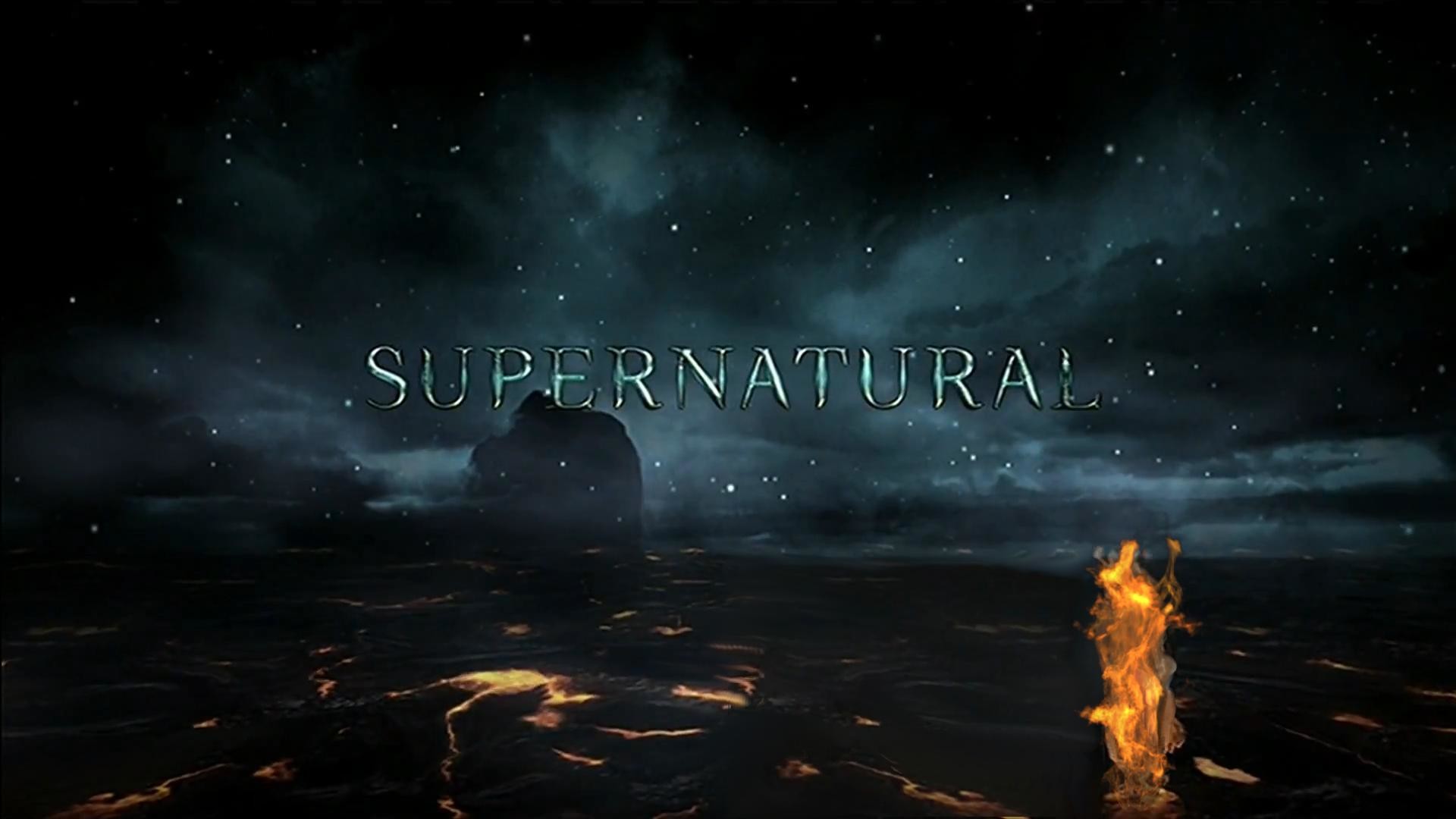 Supernatural, Logo, Fuoco, Notte, 16:9 Full HD, sfondo widescreen