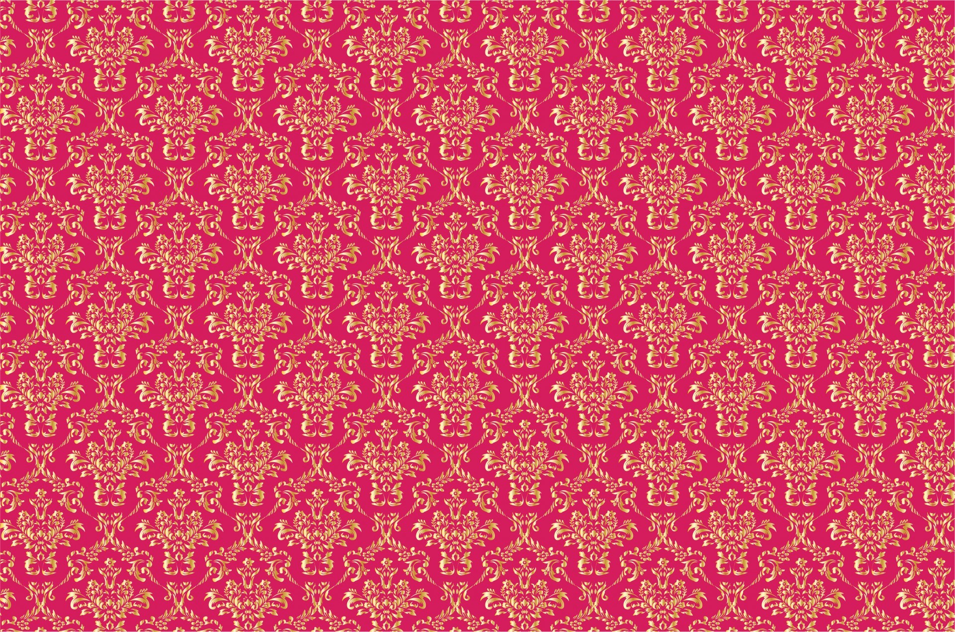 Damascato, Motivo, Fucsia, Oro, Full HD, wallpaper per PC