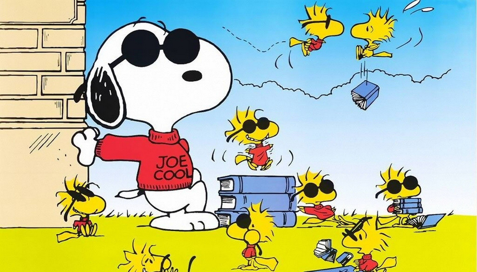 Snoopy, Joe Cool, Woodstock, Occhiali da sole, Full HD, sfondo Windows 11