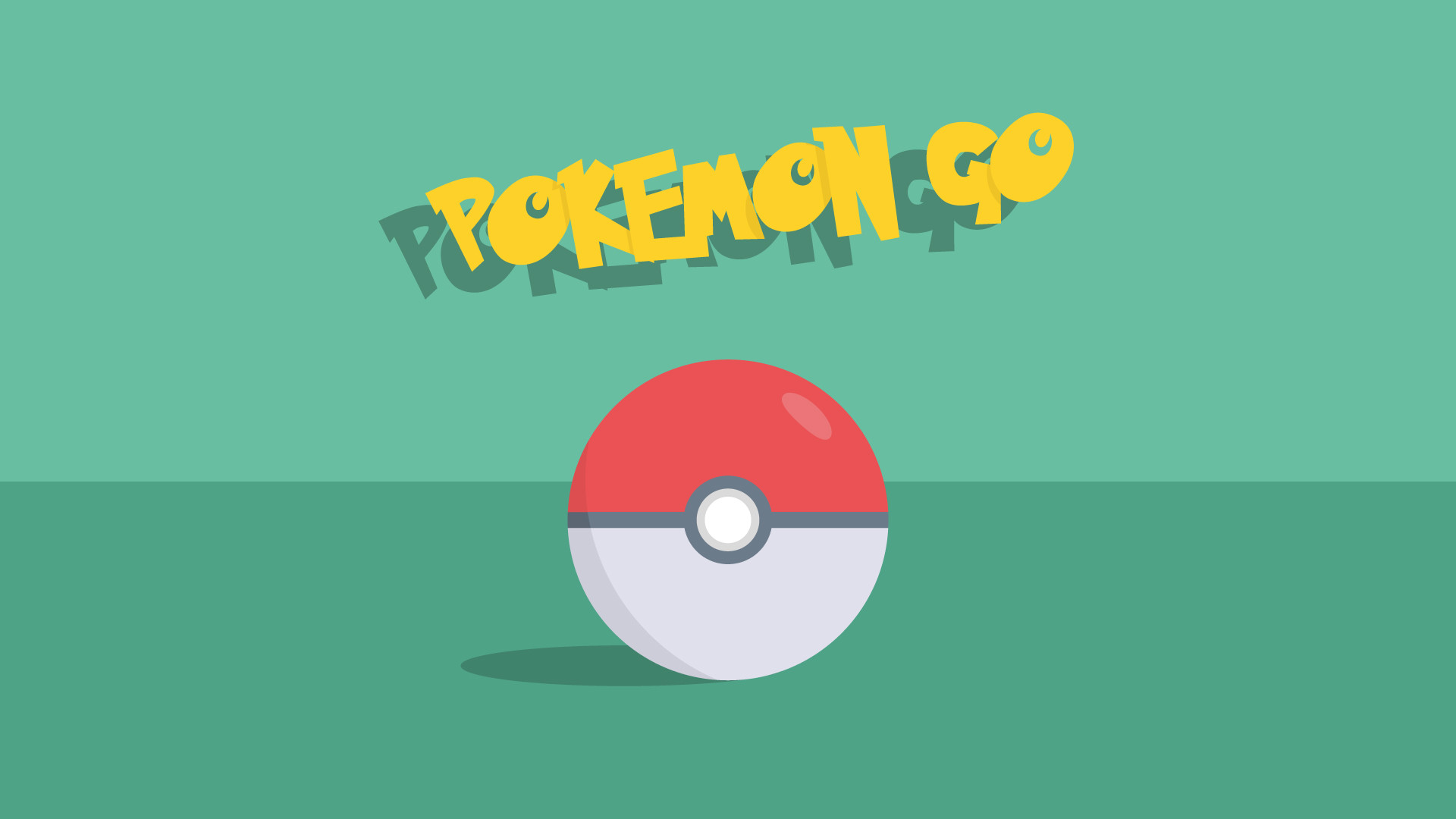 Pokémon GO, Poké Ball, Sfondo verde, Flat design, 1920x1080, wallpaper desktop