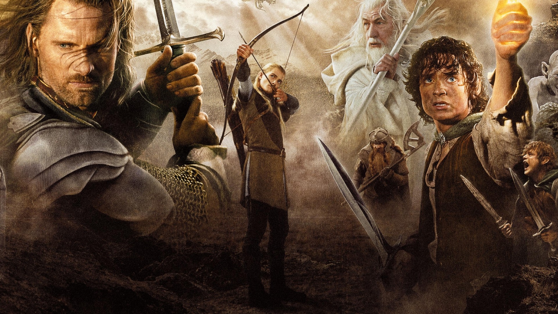 Aragorn, Frodo Baggins, Gandalf, Legolas, Il Signore degli Anelli, Poster, sfondo Full HD per computer
