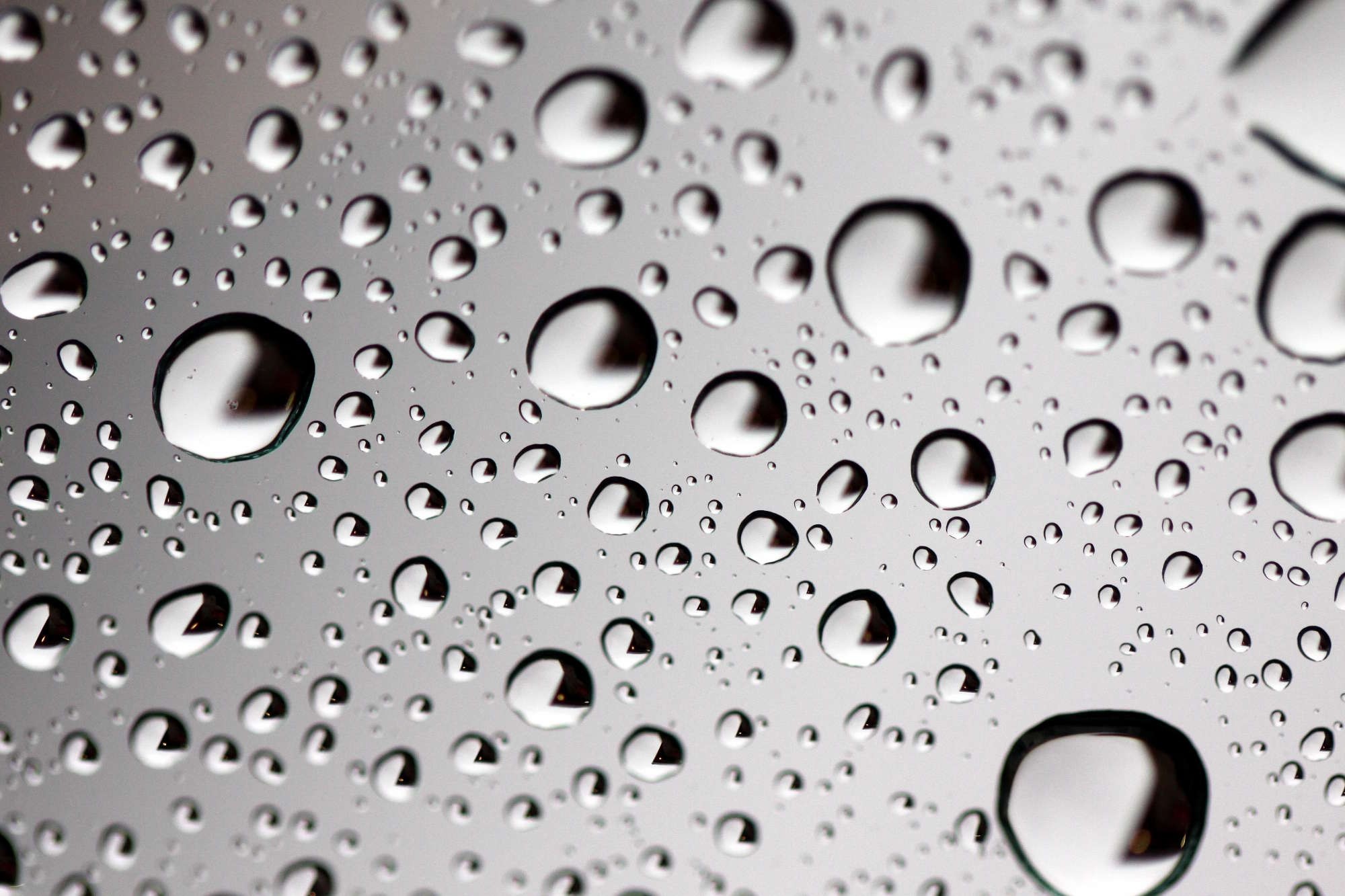 Gocce d'acqua, Vetro, Grigio, Macro, Full HD, immagine di sfondo Windows 10