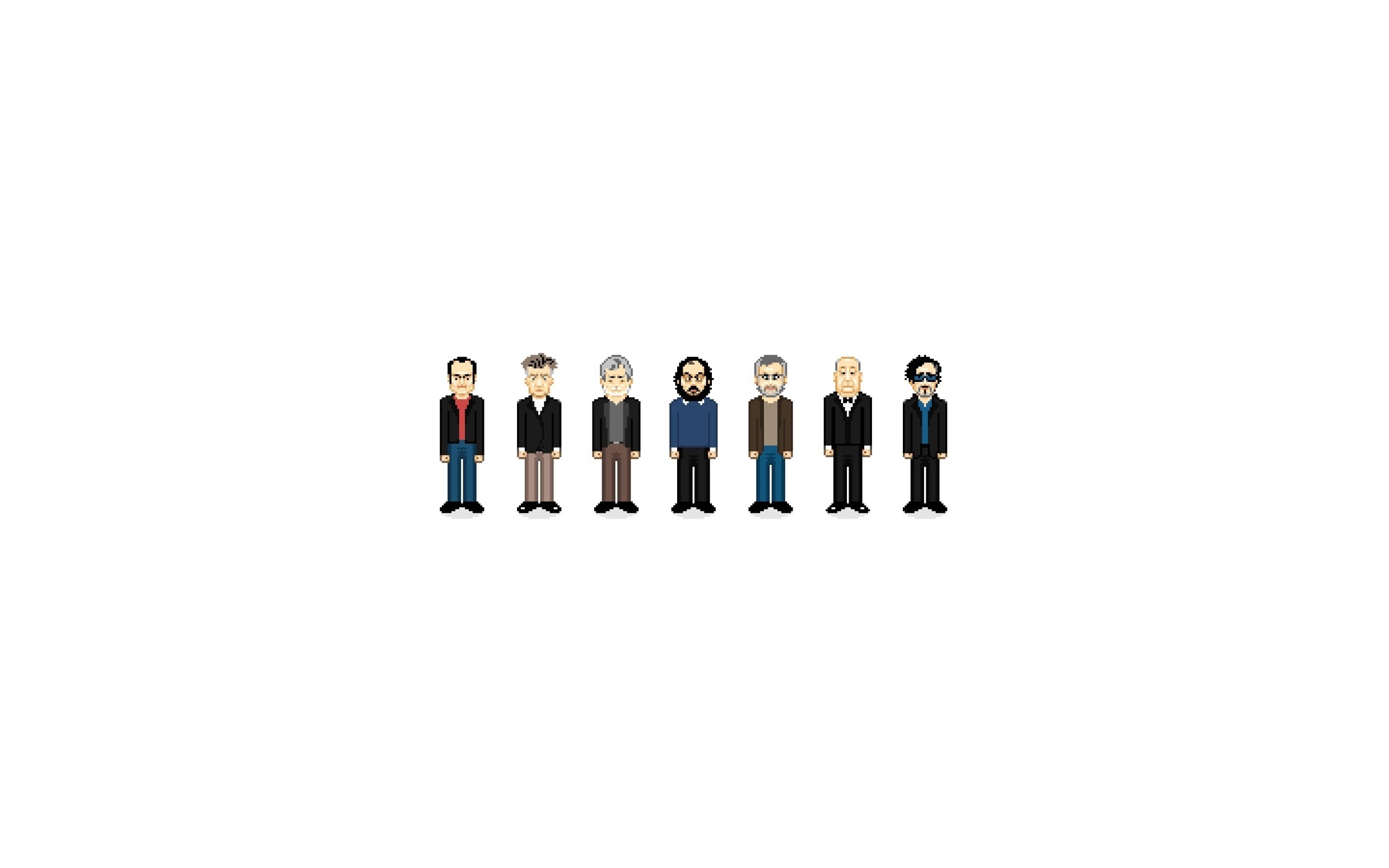 Le iene, Reservoir Dogs, Pixel art, Minimalista, Sfondo bianco, 2K, wallpaper desktop