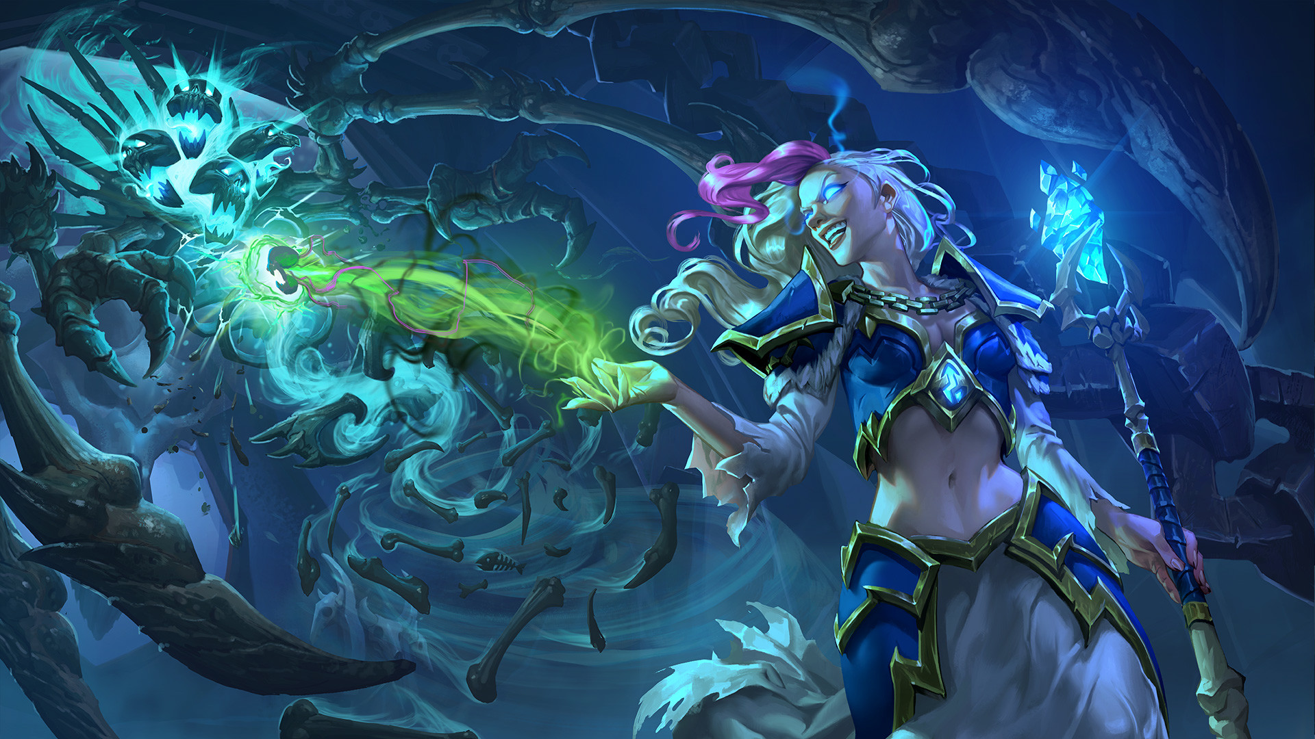 Jaina Marefiero, Hearthstone, I Cavalieri del Trono di Ghiaccio, Magia, Blu, sfondo Full HD