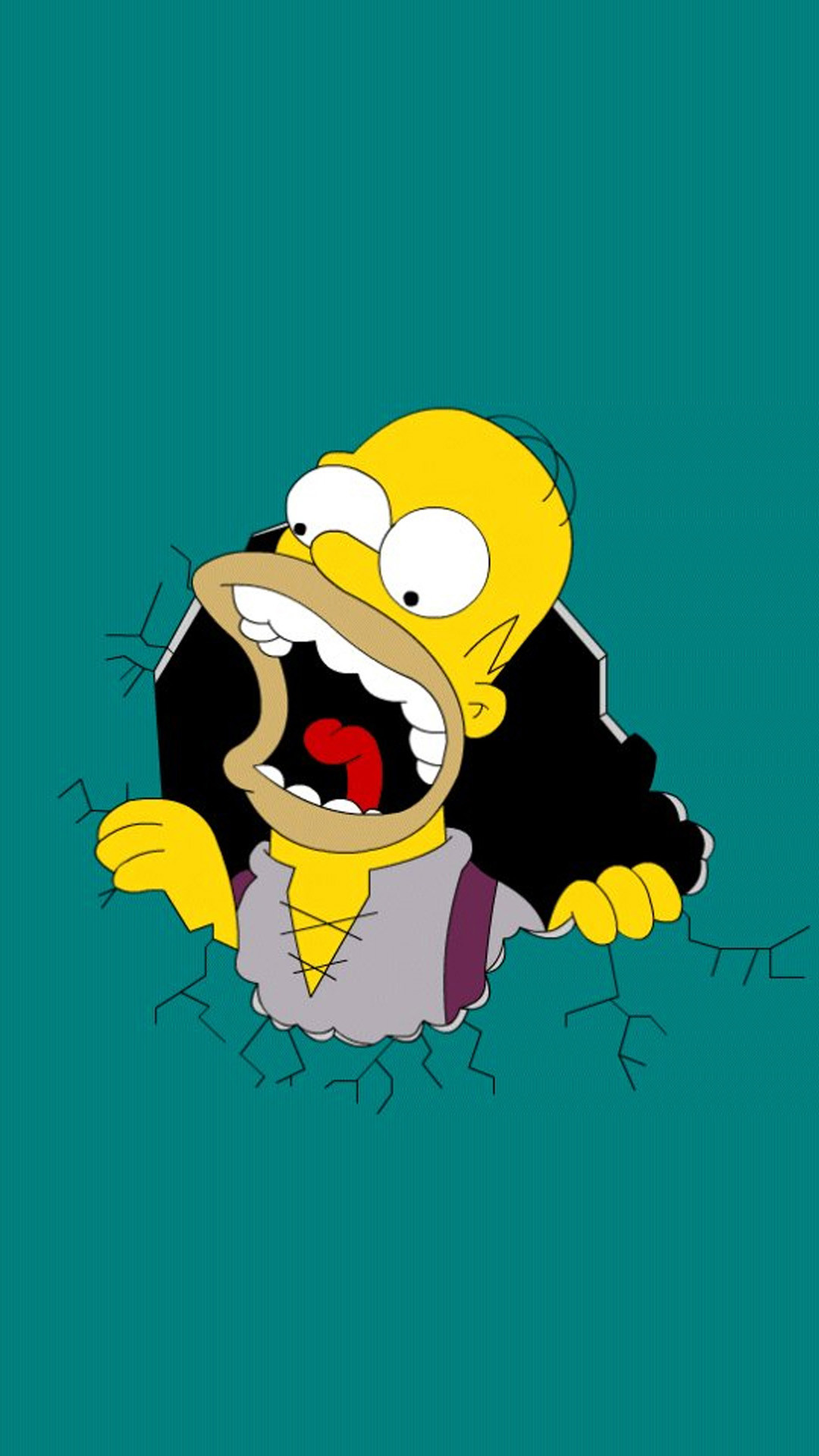 Homer Simpson, I Simpson, Muro rotto, Verde acqua, schermata di blocco iPhone