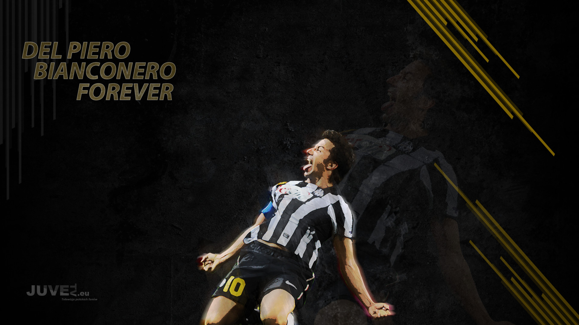 Alessandro Del Piero, Juventus, Bianconero Forever, Esultanza, Sfondo scuro, wallpaper desktop