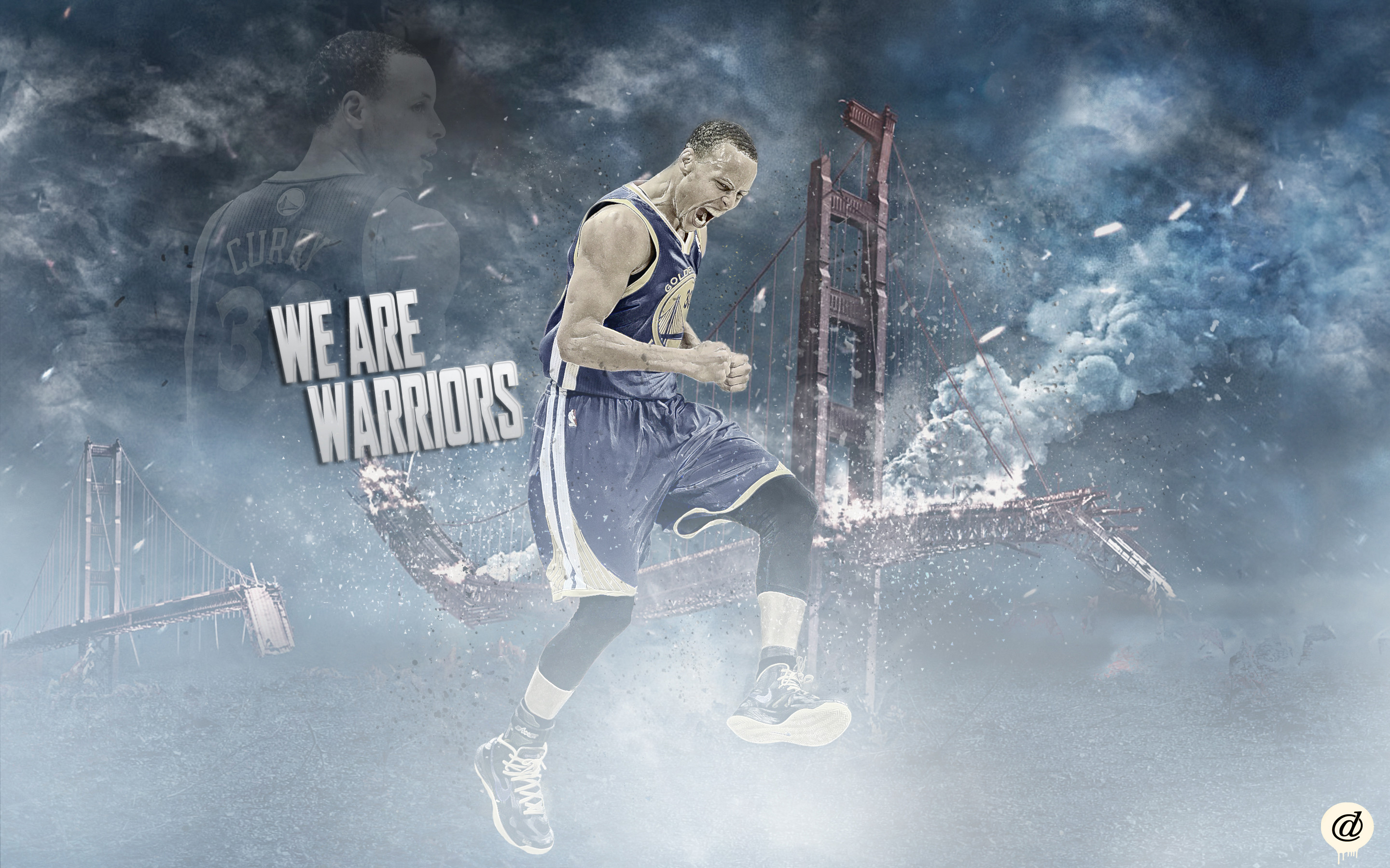 Stephen Curry, We Are Warriors, Golden Gate Bridge, Golden State Warriors, sfondo MacBook Air