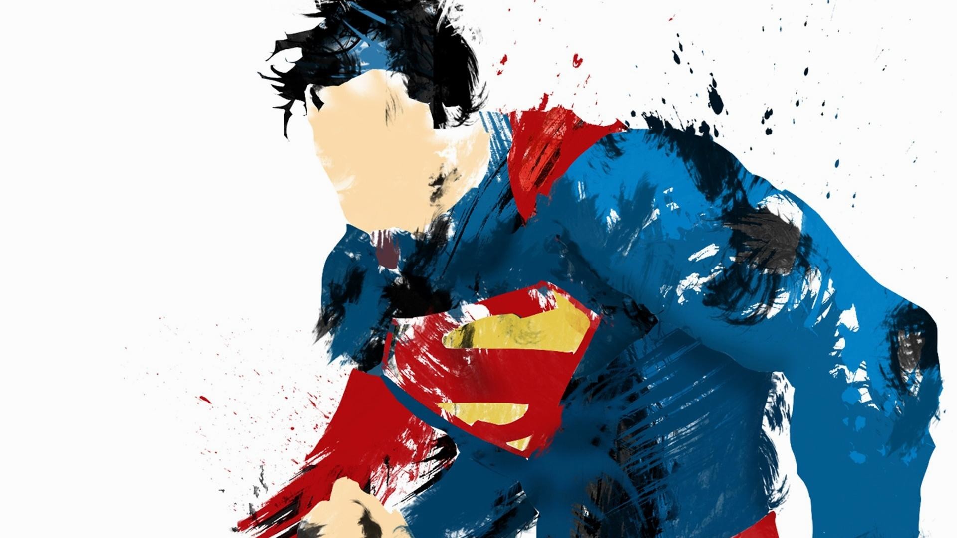 Superman, DC Comics, Pennellate, Supereroe, Sfondo bianco, 16:9 Full HD, wallpaper widescreen