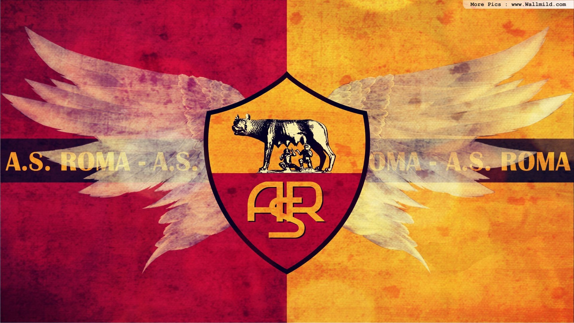 AS Roma, Stemma, Ali, Giallorosso, Lupa capitolina, Full HD, sfondo Windows 11