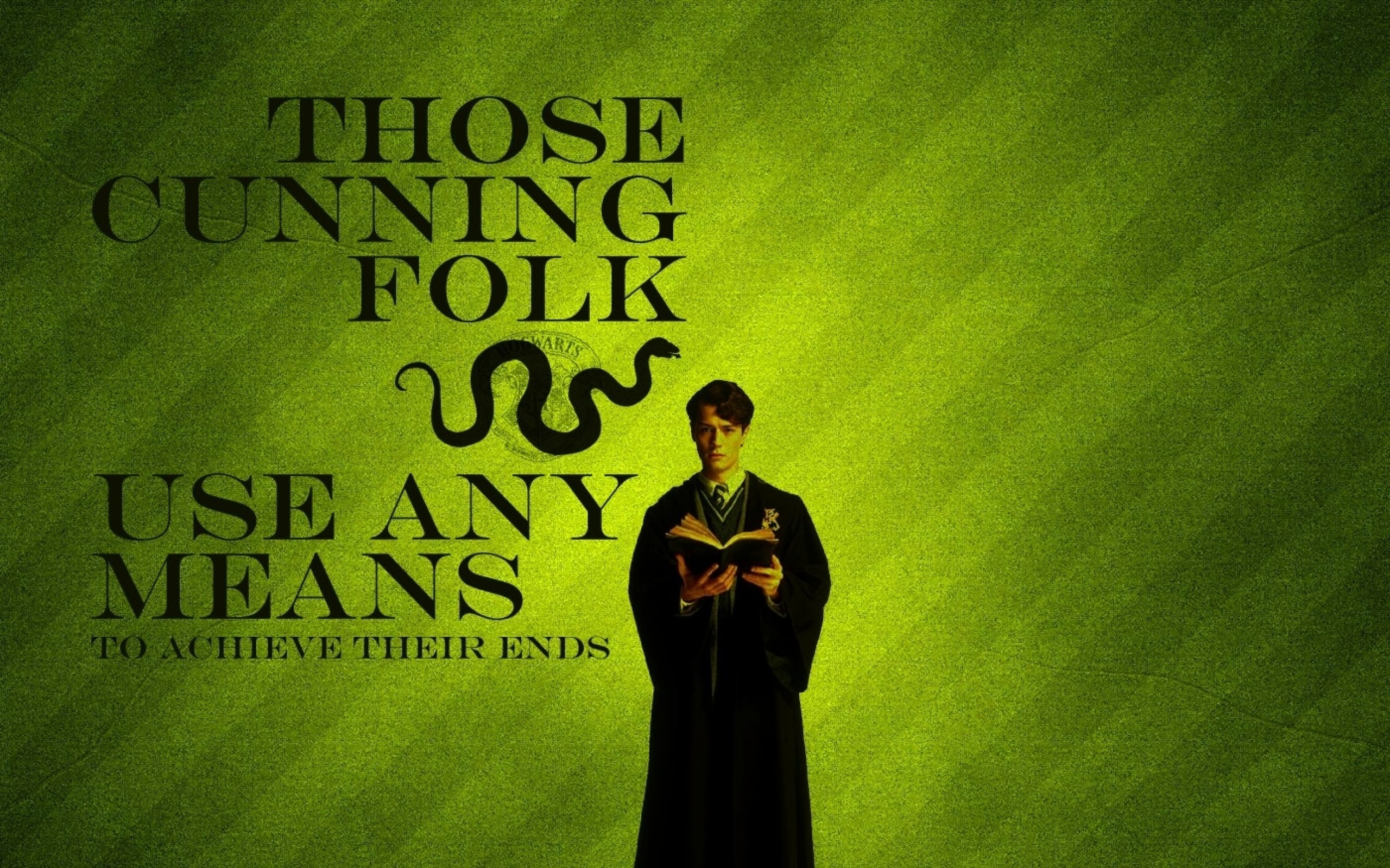 Tom Riddle, Serpeverde, Harry Potter, Citazione, Serpente, Sfondo verde, wallpaper desktop 2K