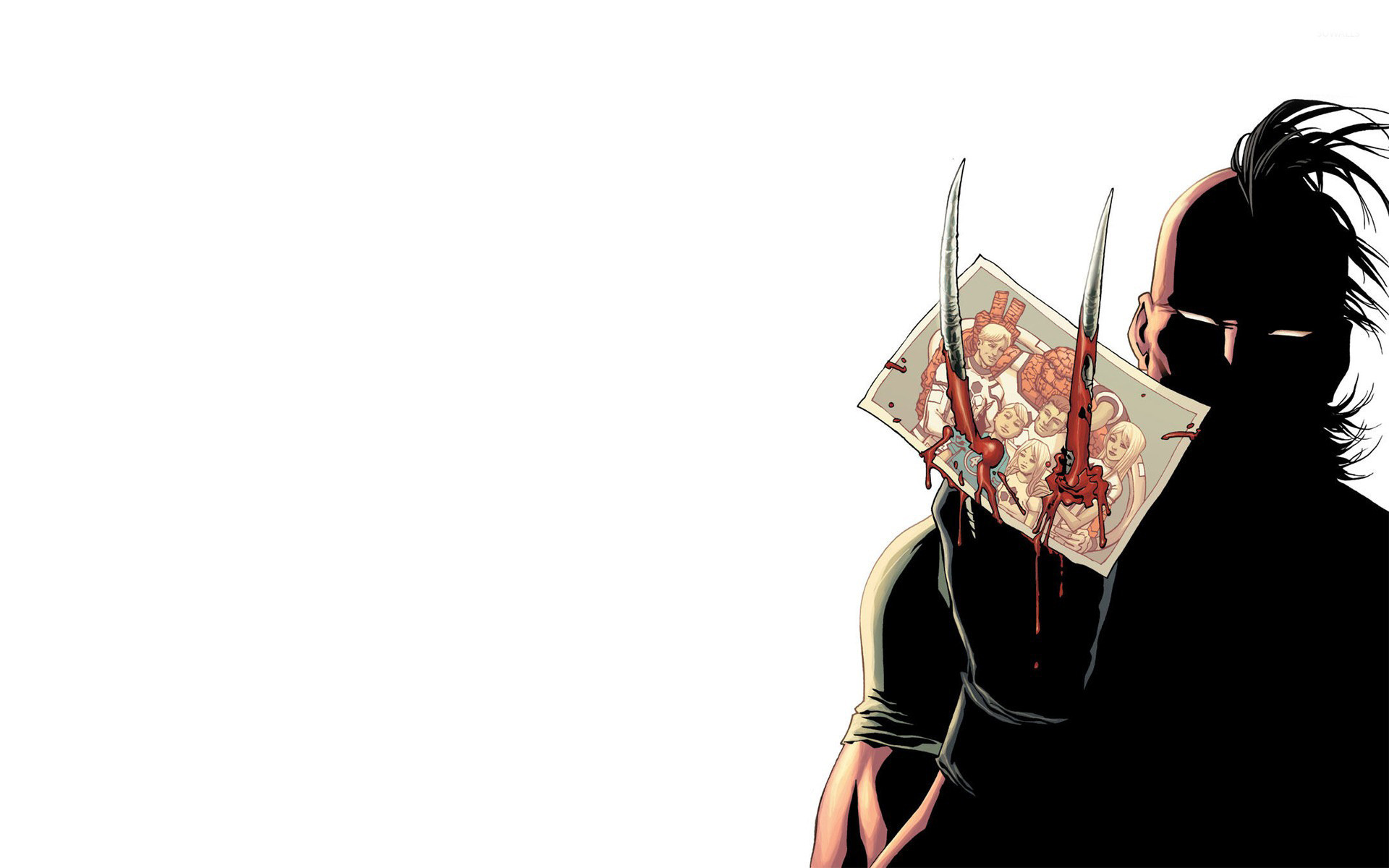 Wolverine, Marvel Comics, Artigli, Sfondo bianco, 16:10 Full HD, wallpaper widescreen