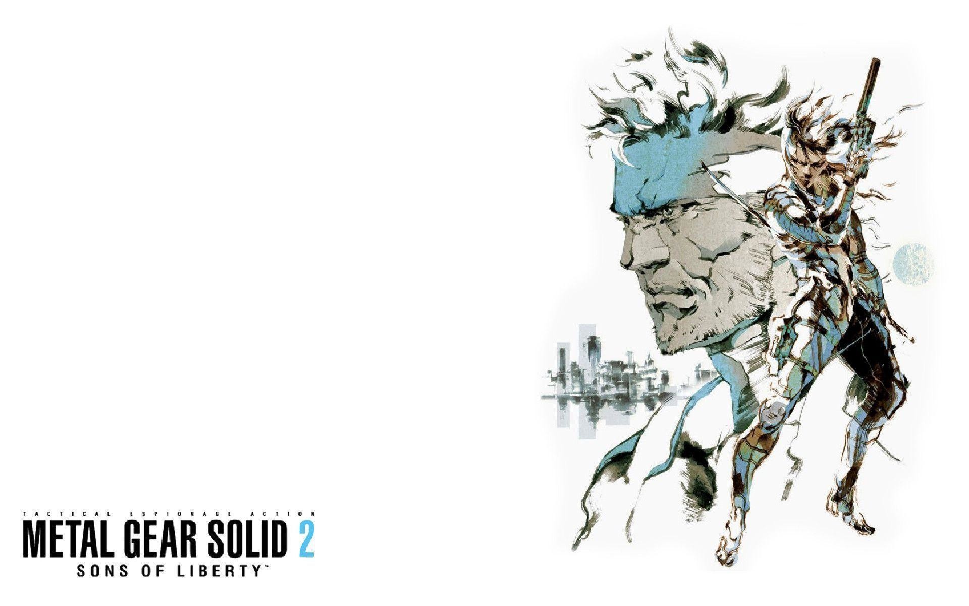 Solid Snake, Raiden, Metal Gear Solid 2: Sons of Liberty, Yoji Shinkawa, Sfondo bianco, wallpaper desktop