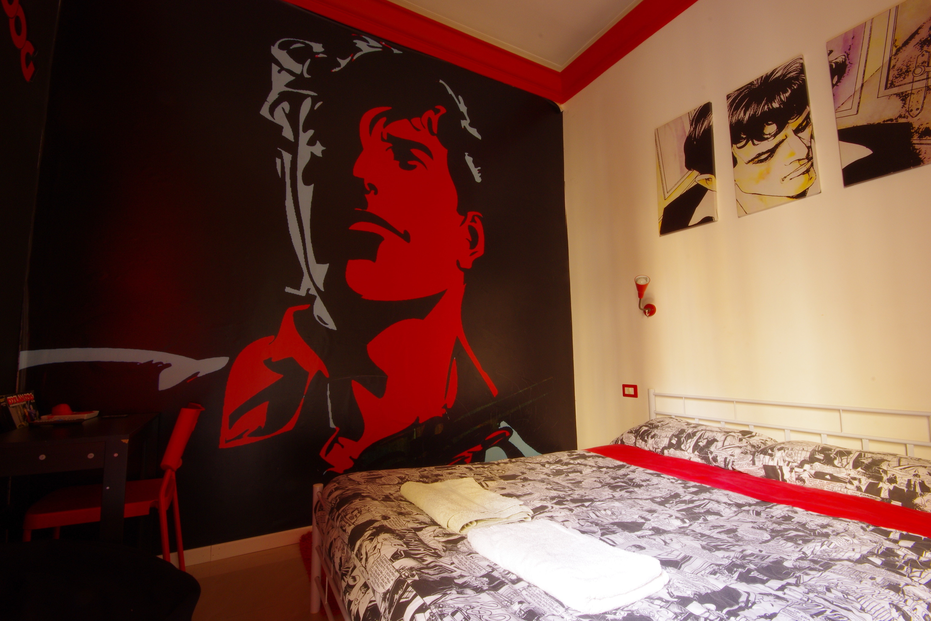 Dylan Dog, Camera a tema, Murale, Rosso e nero, 2K, sfondo Windows 11
