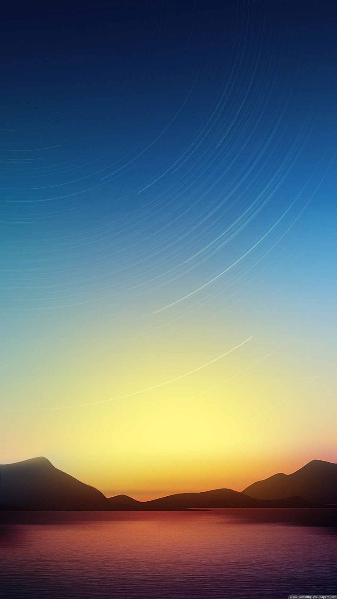 Tramonto, Montagne, Lago, Cielo sfumato, Full HD, wallpaper per smartphone