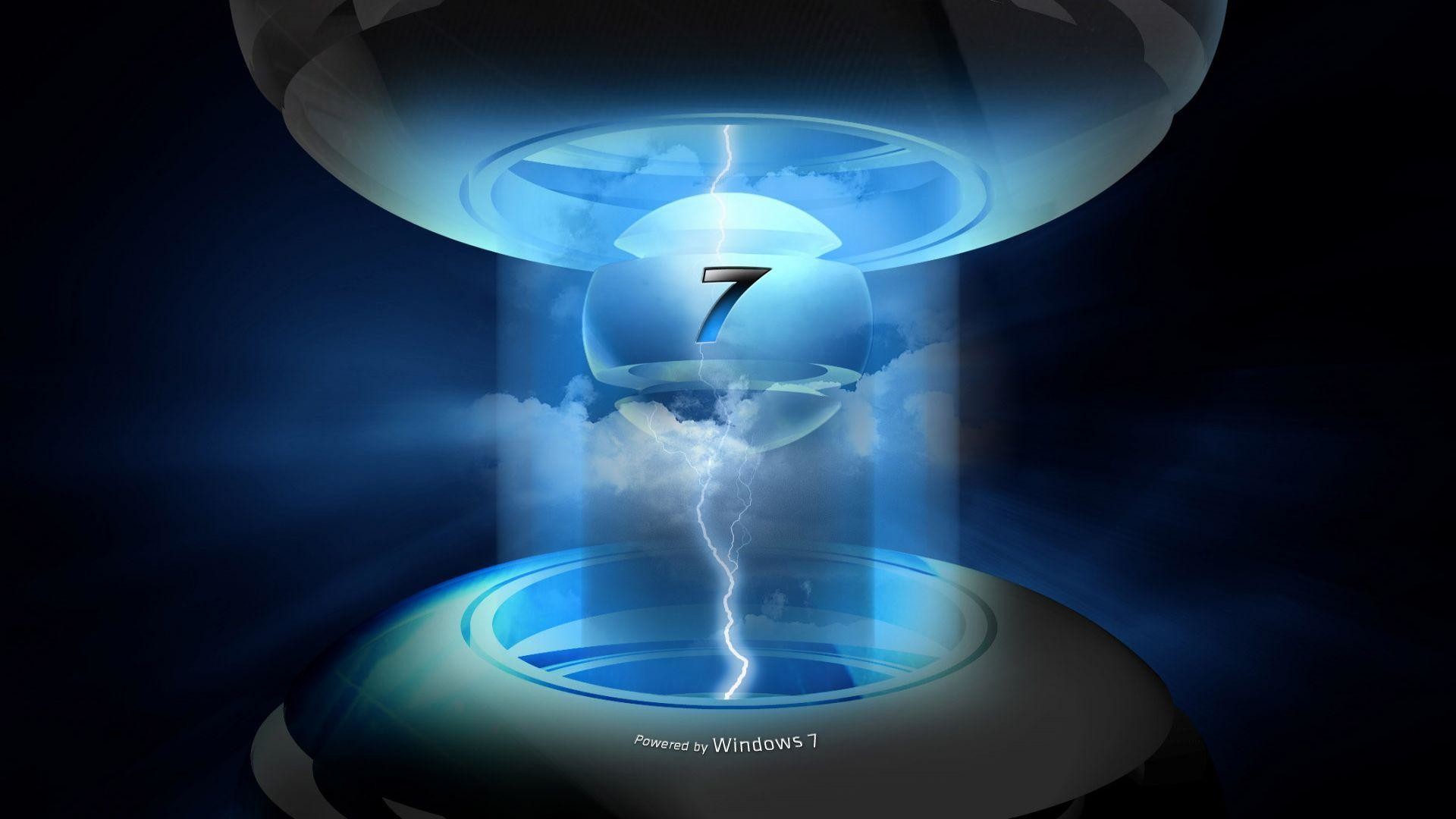 Windows 7, Fulmine, Sfera, Blu, 1920x1080, sfondo per PC