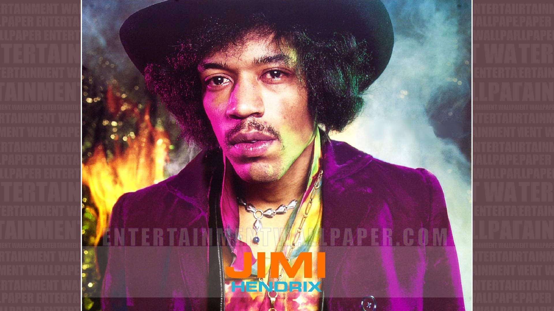 Jimi Hendrix, Cappello, Ritratto, Viola, Full HD, sfondo per portatile