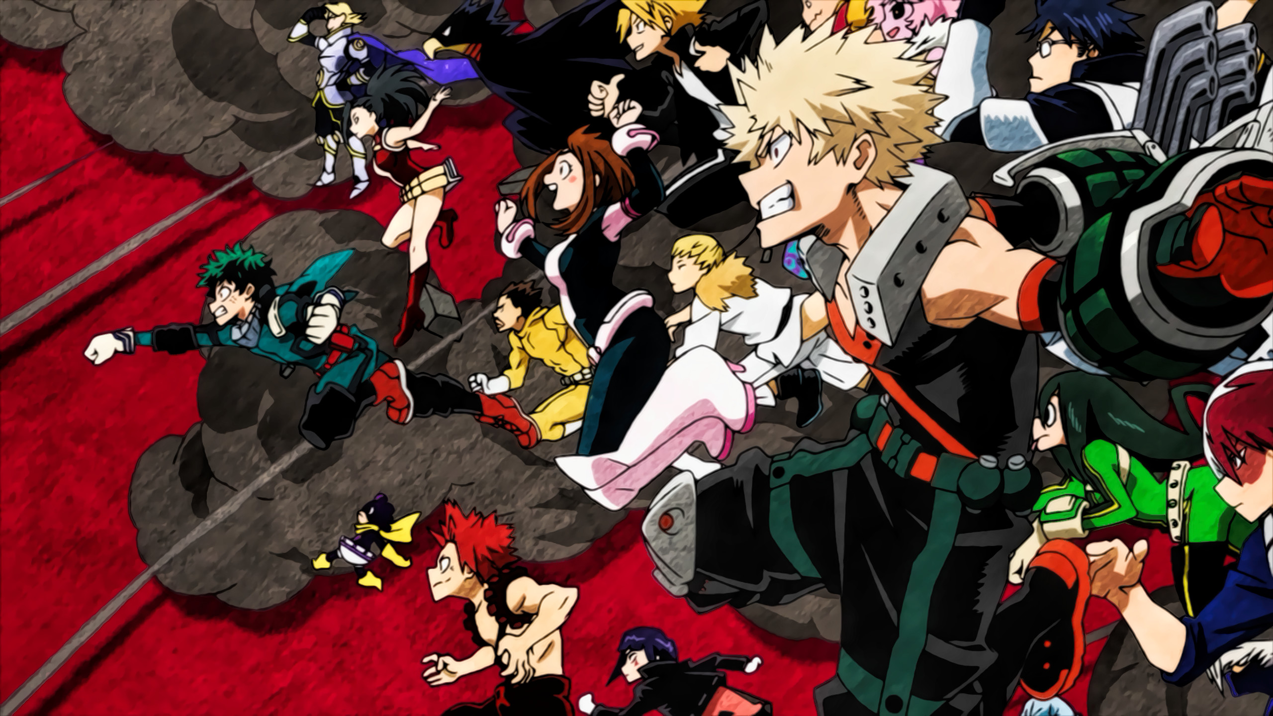 Katsuki Bakugo, Izuku Midoriya, Eijiro Kirishima, My Hero Academia, Combattimento, sfondo 1440p