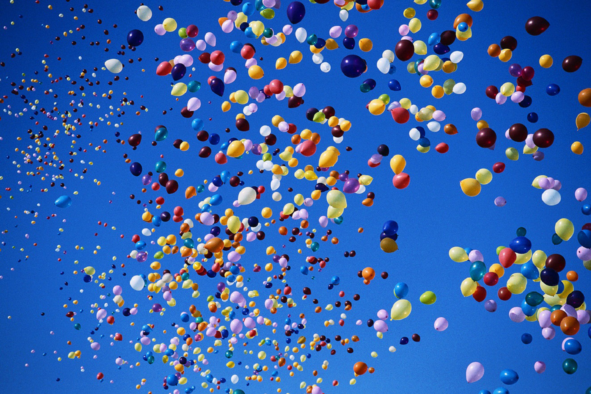 Palloncini colorati, Cielo blu, Volo, Full HD, sfondo per PC