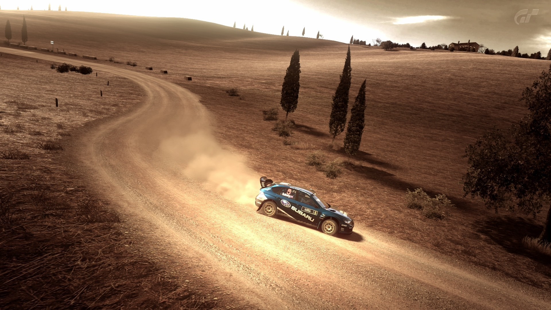 Auto da rally, Toscana, Cipressi, Strada sterrata, Colline, Full HD 1080p, sfondo desktop