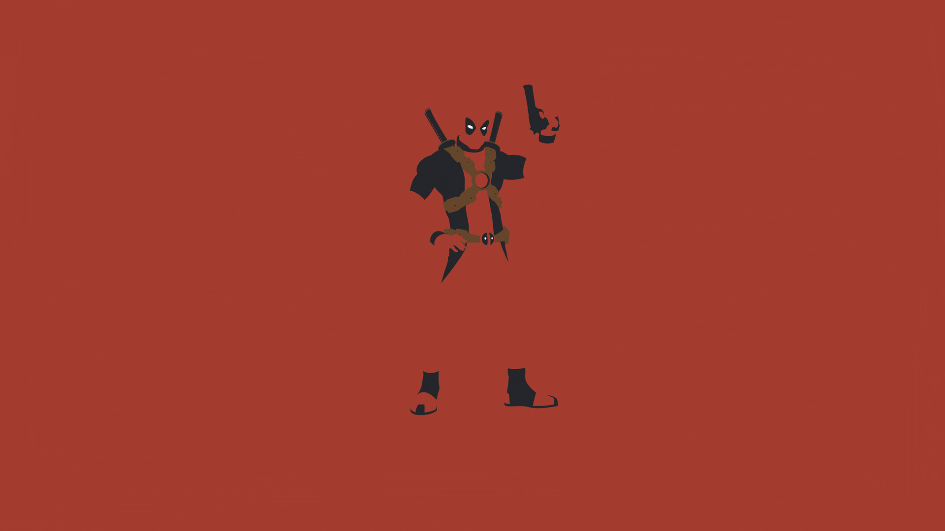 Deadpool, Silhouette, Minimalista, Sfondo rosso, Full HD, wallpaper per PC