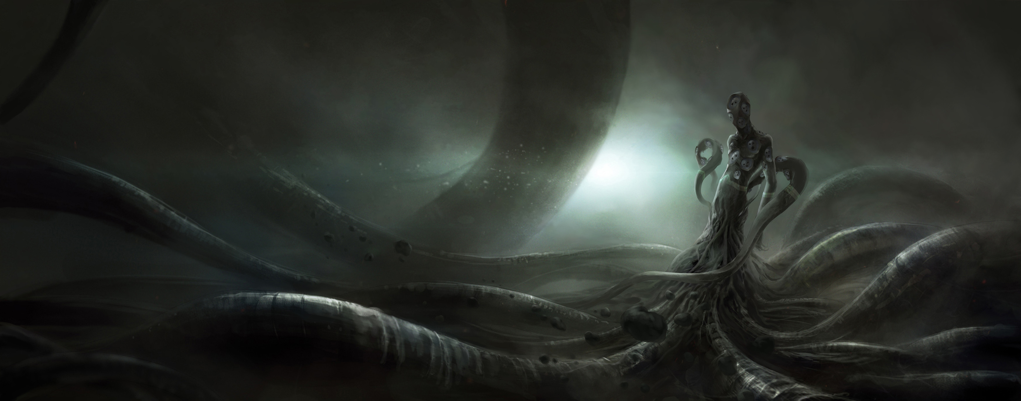 Cthulhu, Tentacoli, Nebbia, Orrore cosmico, 2K, sfondo per PC