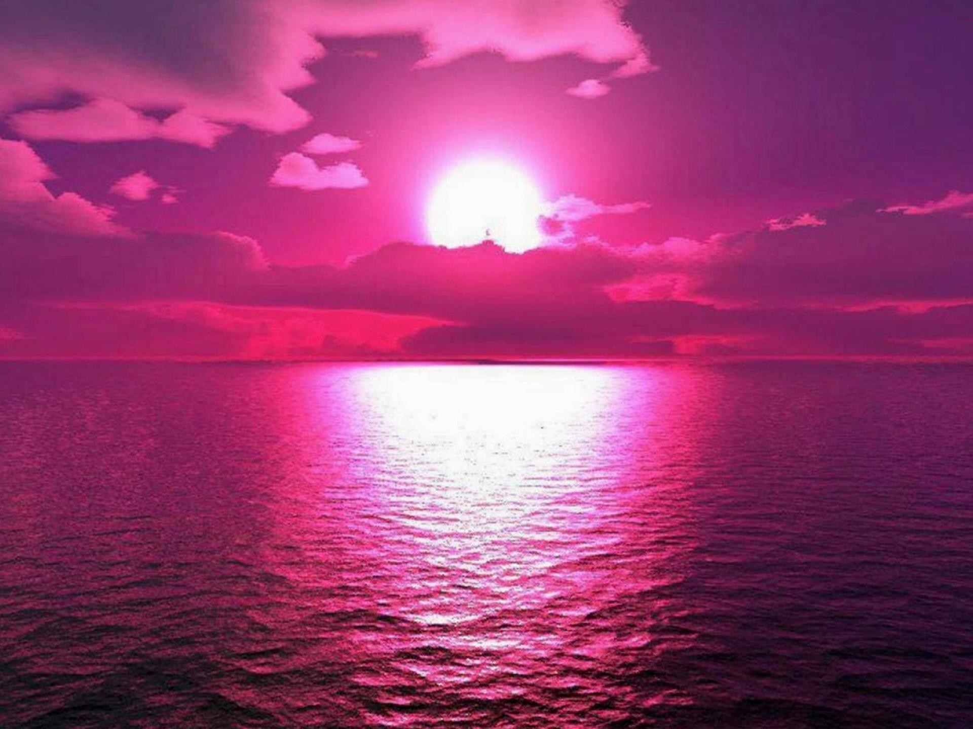 Tramonto, Mare, Cielo rosa, sfondo per iPad e tablet