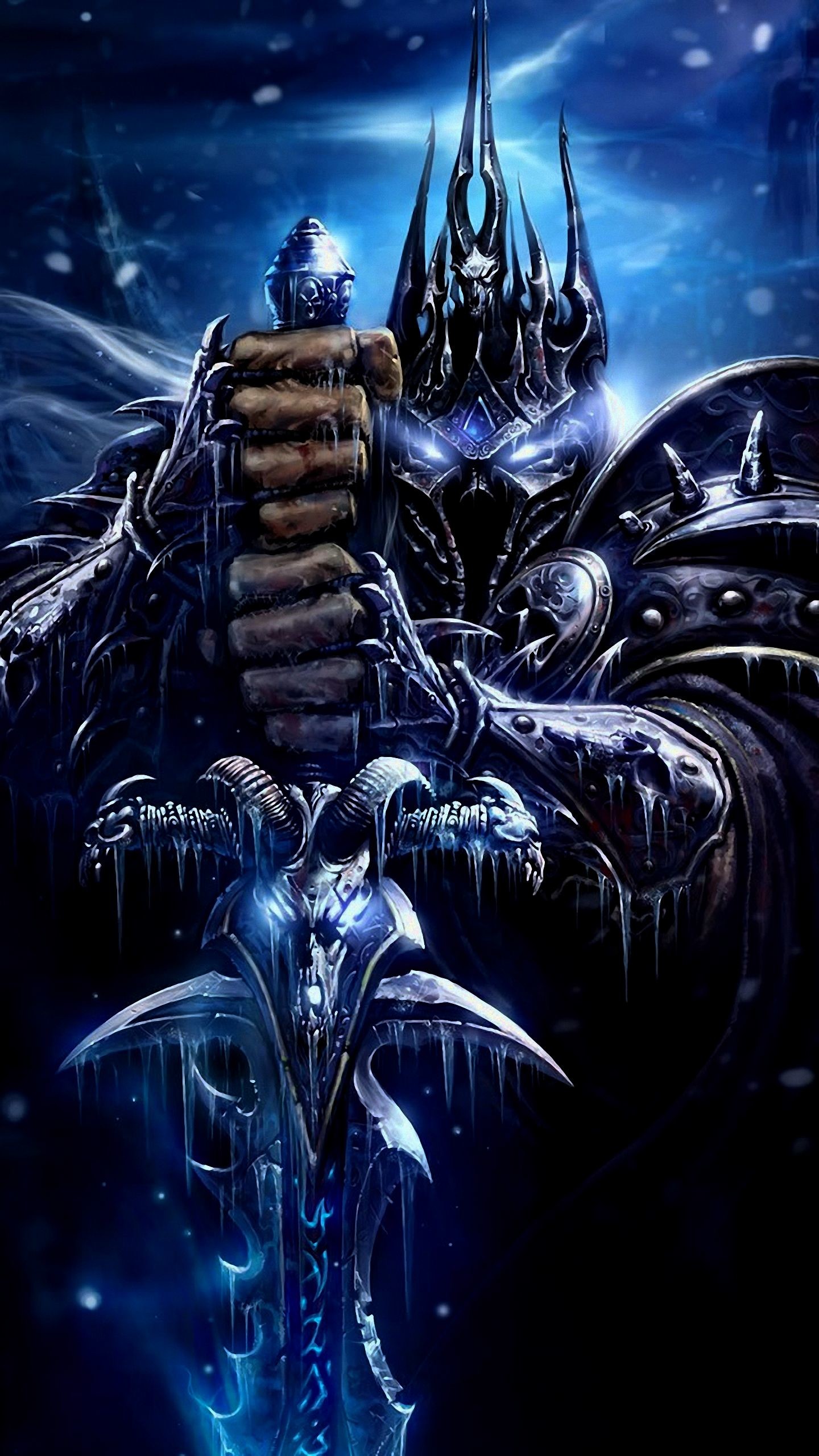 Re dei Lich, Arthas, World of Warcraft, Frostmourne, sfondo QHD+ per smartphone