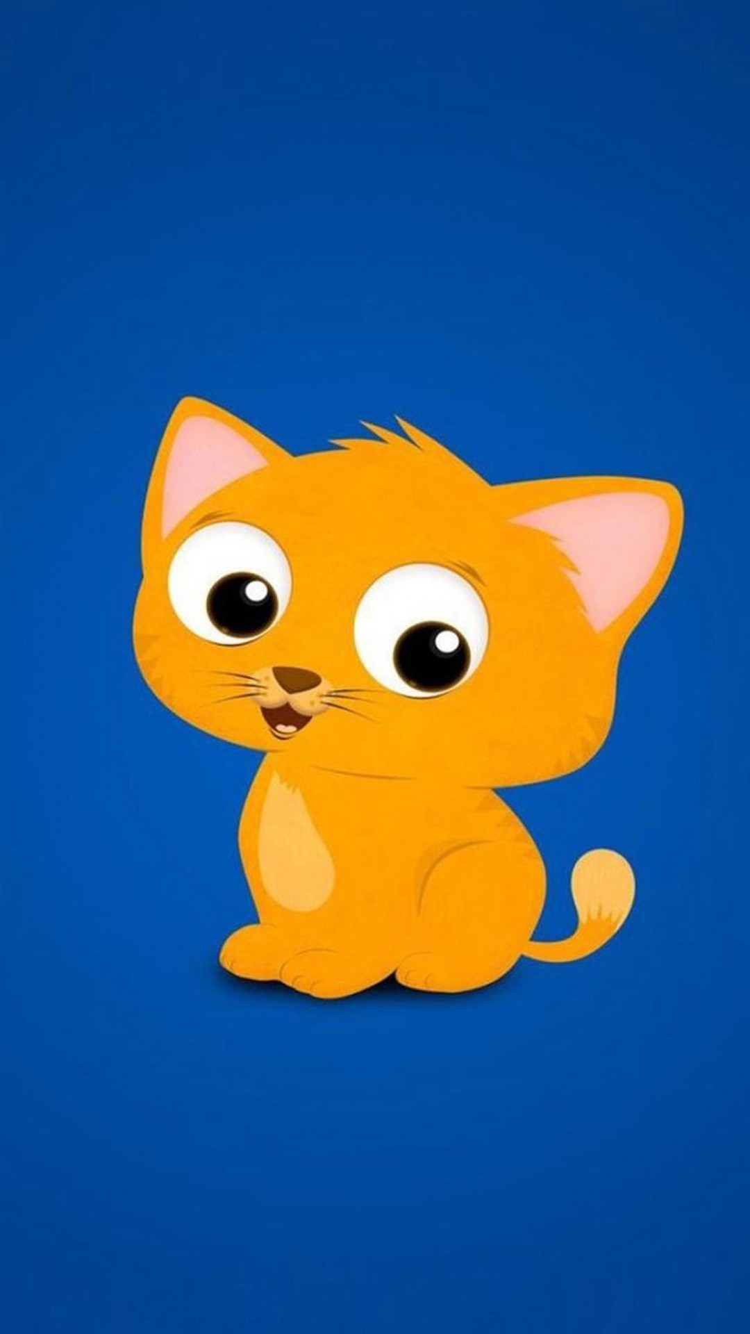 Gattino, Cartone animato, Arancione, Sfondo blu, schermata di blocco iPhone