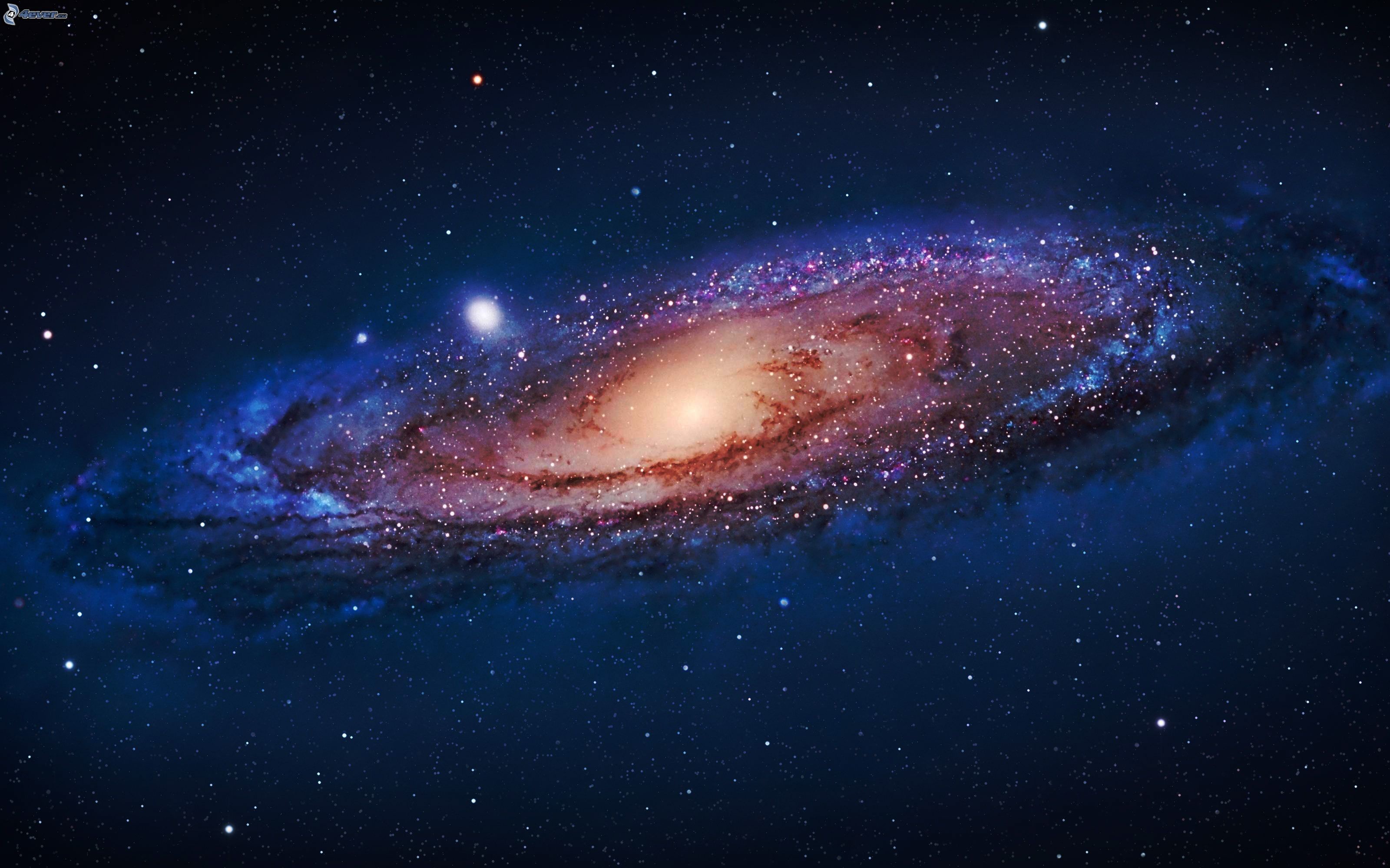 Galassia di Andromeda, Galassia a spirale, Blu, 2K, wallpaper per PC