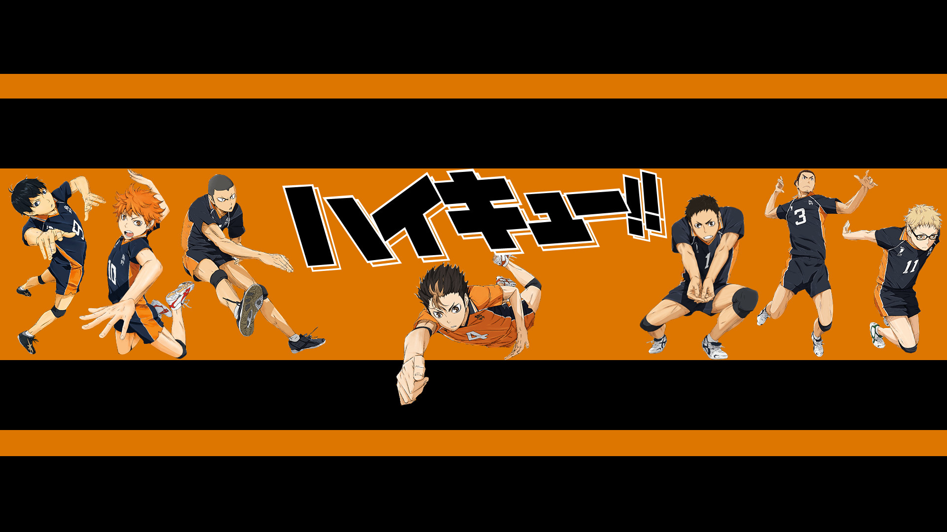 Karasuno, Haikyu!!, Logo, Arancione e nero, 16:9 Full HD, sfondo widescreen