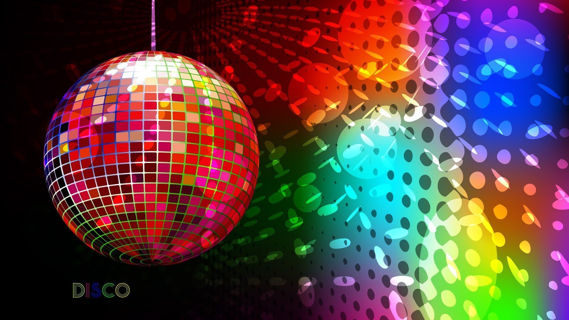 Palla da discoteca, Disco, Arcobaleno, Colori vivaci, 1920x1080, immagine di sfondo