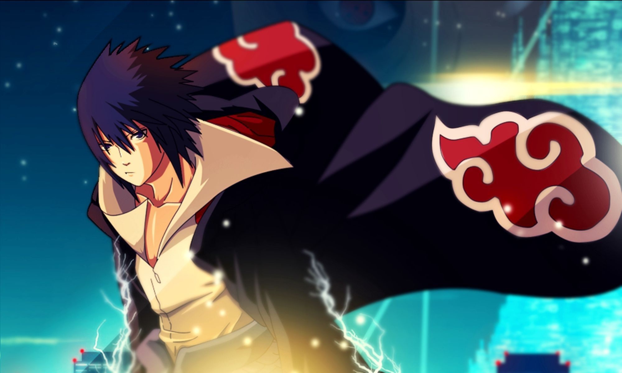 Sasuke Uchiha, Akatsuki, Naruto Shippuden, Mantello, Full HD, wallpaper desktop