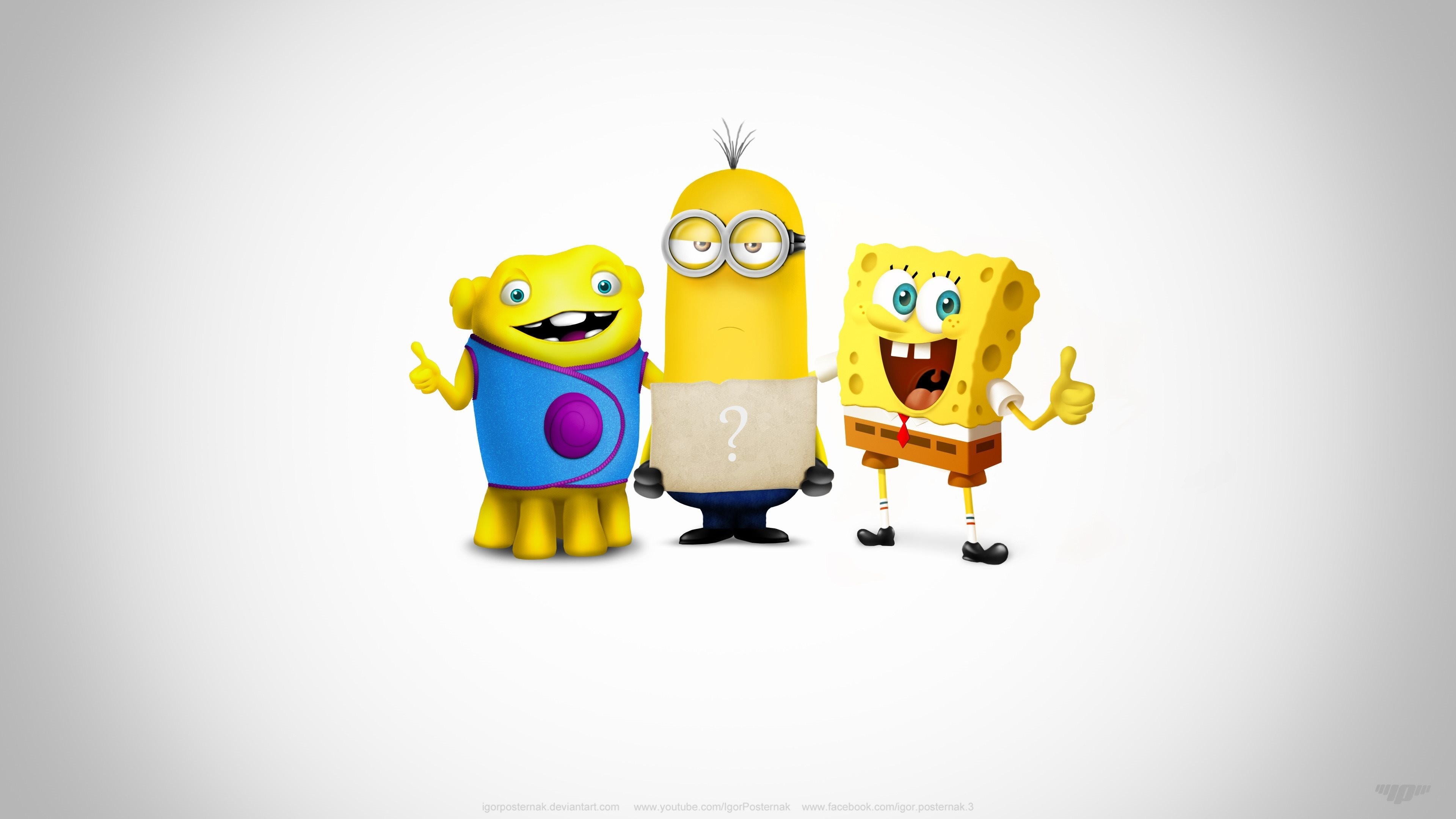 Minion, SpongeBob, Oh, Home - A casa, Crossover, 4K 2160p, sfondo desktop