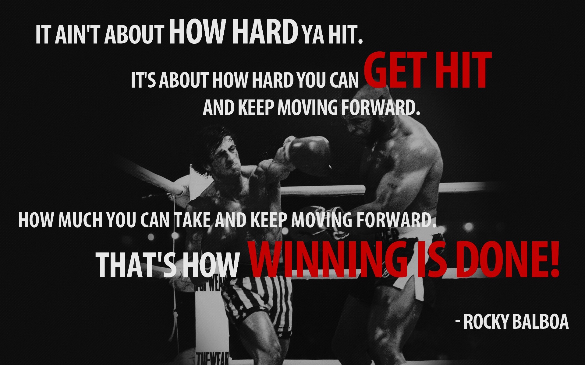 Rocky Balboa, Citazione, Ring, Tipografia, 16:10 Full HD, sfondo widescreen