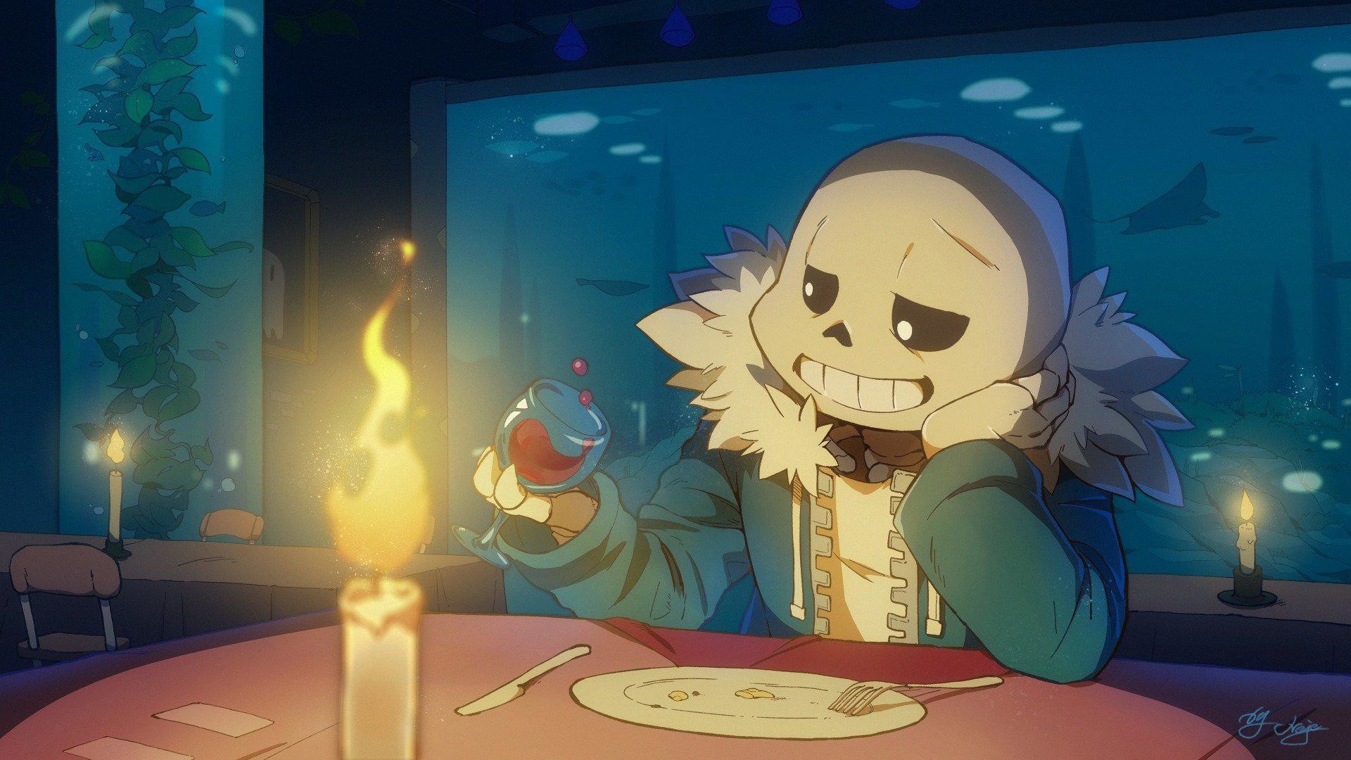 Sans, Undertale, Cena, Candela, Fan art, Full HD, sfondo per PC