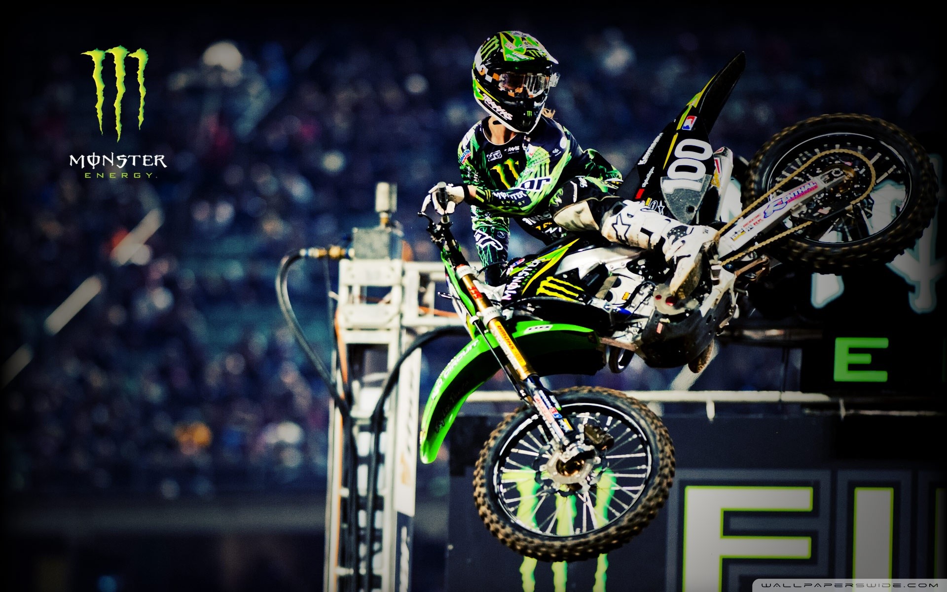 Kawasaki, Monster Energy, Supercross, Salto, Full HD, wallpaper per PC