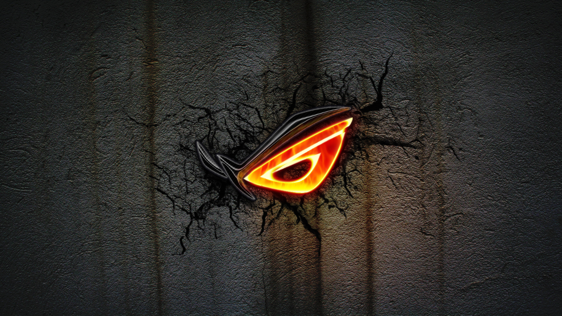 ASUS ROG, Logo, Muro crepato, Arancione, Full HD, sfondo desktop