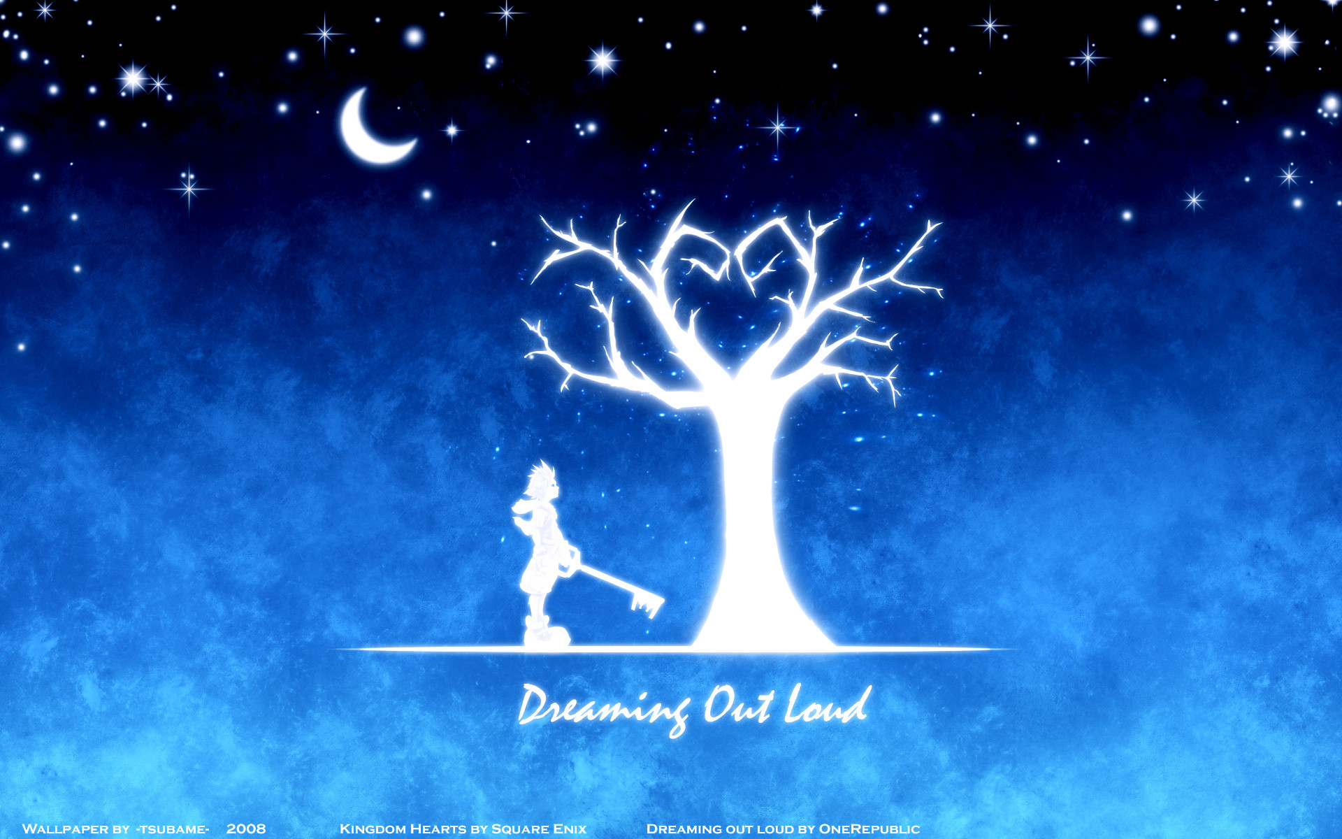Kingdom Hearts, Dreaming Out Loud, Albero, Silhouette, Notte, 1920x1200, sfondo MacBook Pro