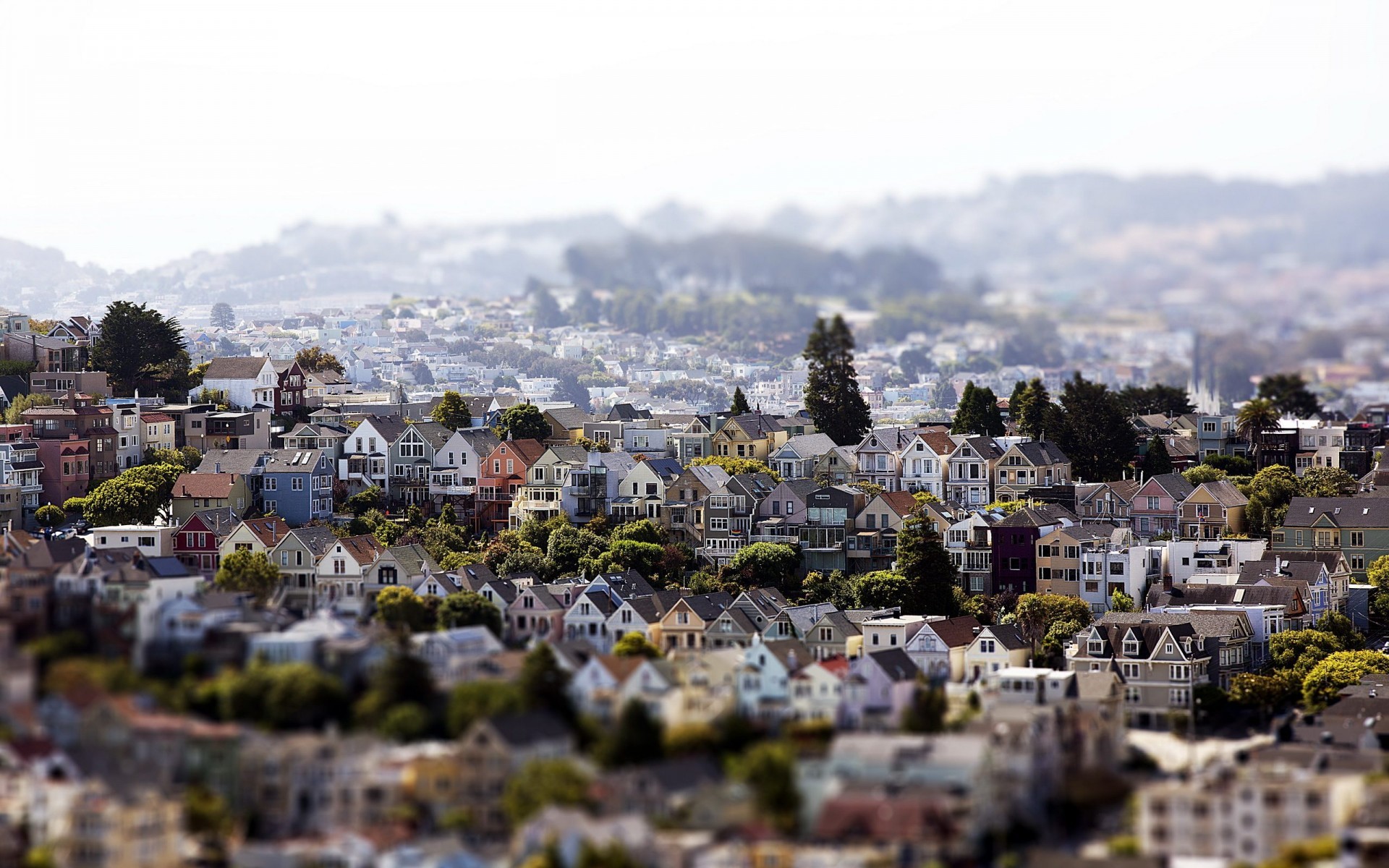 San Francisco, Case vittoriane, Tilt-shift, Colline, 1920x1200, immagine di sfondo