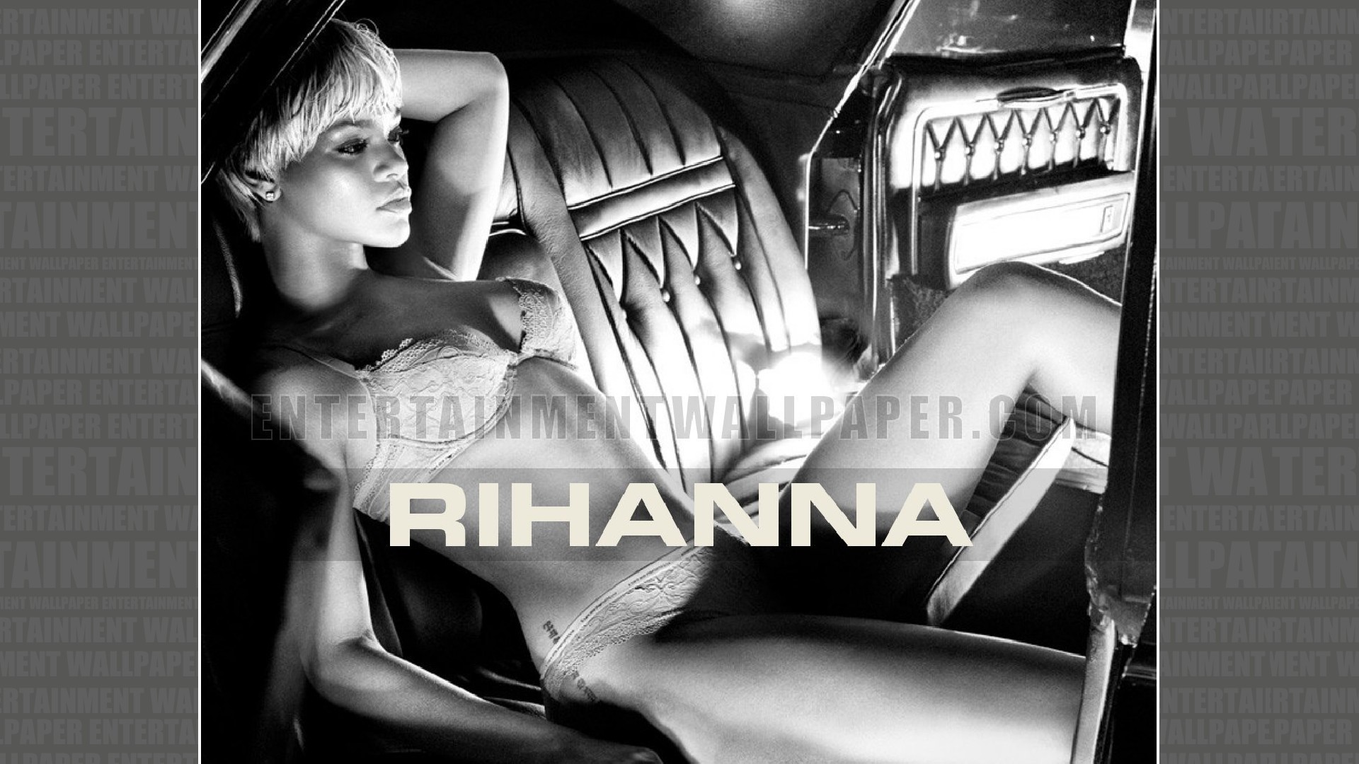 Rihanna, Bianco e nero, Auto d'epoca, Servizio fotografico, Full HD 1080p, sfondo desktop